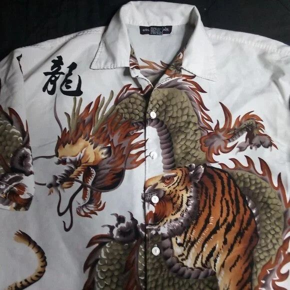 Other Vintage Golden Apparel Dragon Vs. Tiger Button Shirt Size US L / EU 52-54 / 3 - 1 Thumbnail