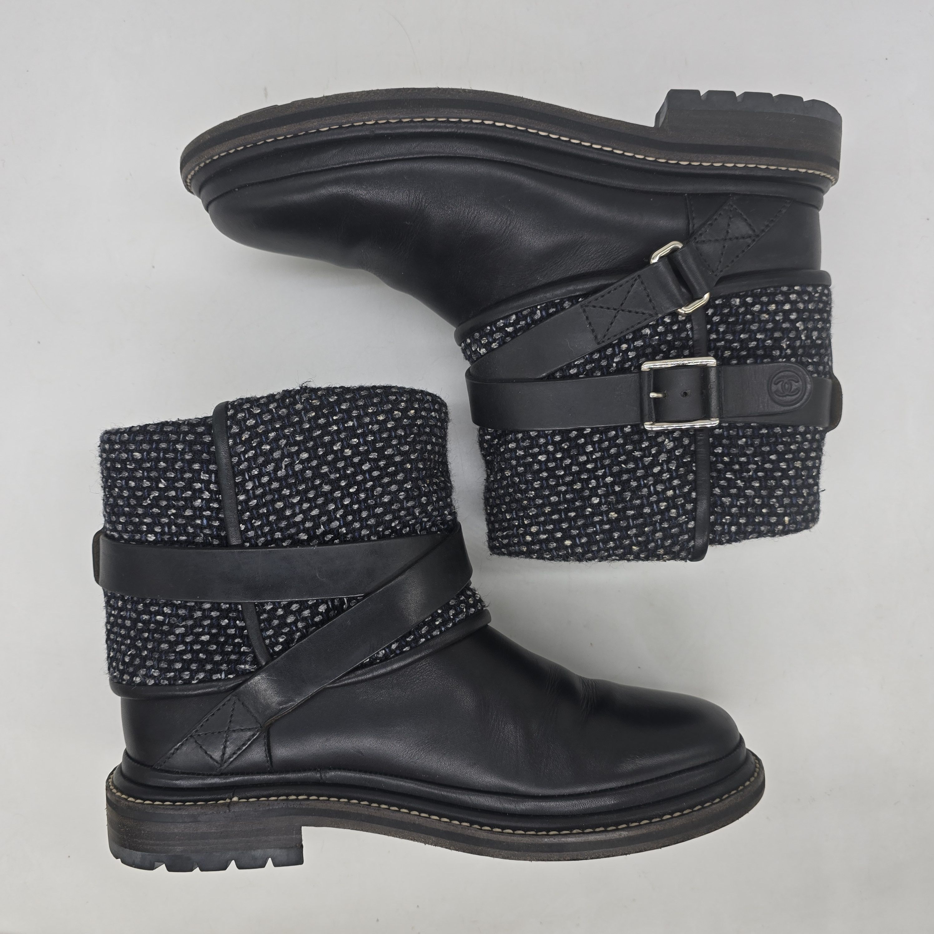 Chanel Chanel - Leather and Tweed Foldover Short Boot Size US 8 / IT 38 - 5 Thumbnail