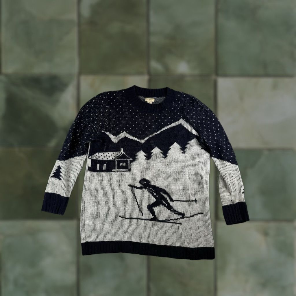 J.Crew J.CREW Intarsia Ski Scene Sweater Womens XS Blue Wool Knit Pullover Winter Cabin Fall Winter Spruce Up Size XS / US 0-2 / IT 36-38 - 1 Thumbnail