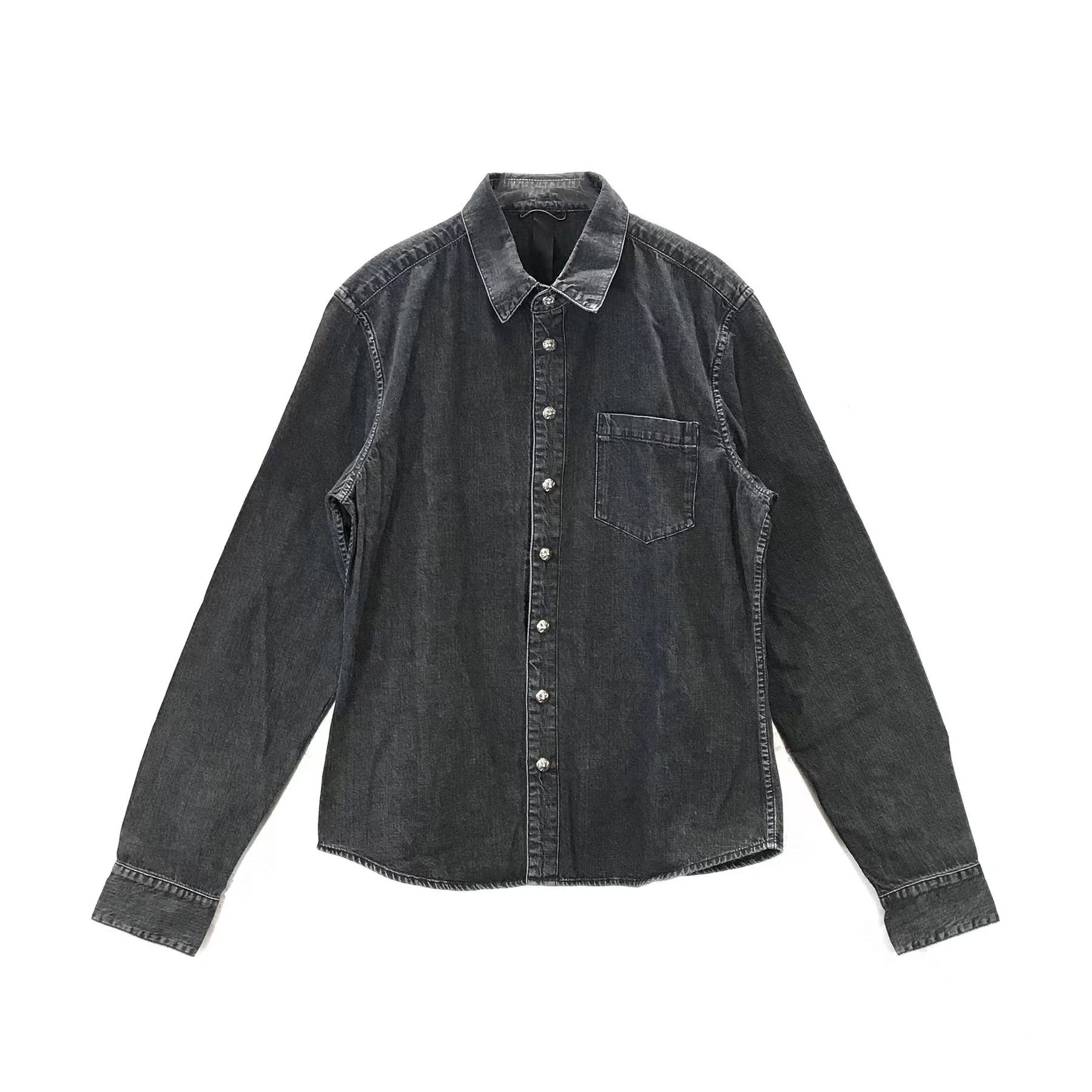 Chrome Hearts Chrome Hearts Black Leather Cross Patch Denim Shirt Size US L / EU 52-54 / 3 - 1 Thumbnail