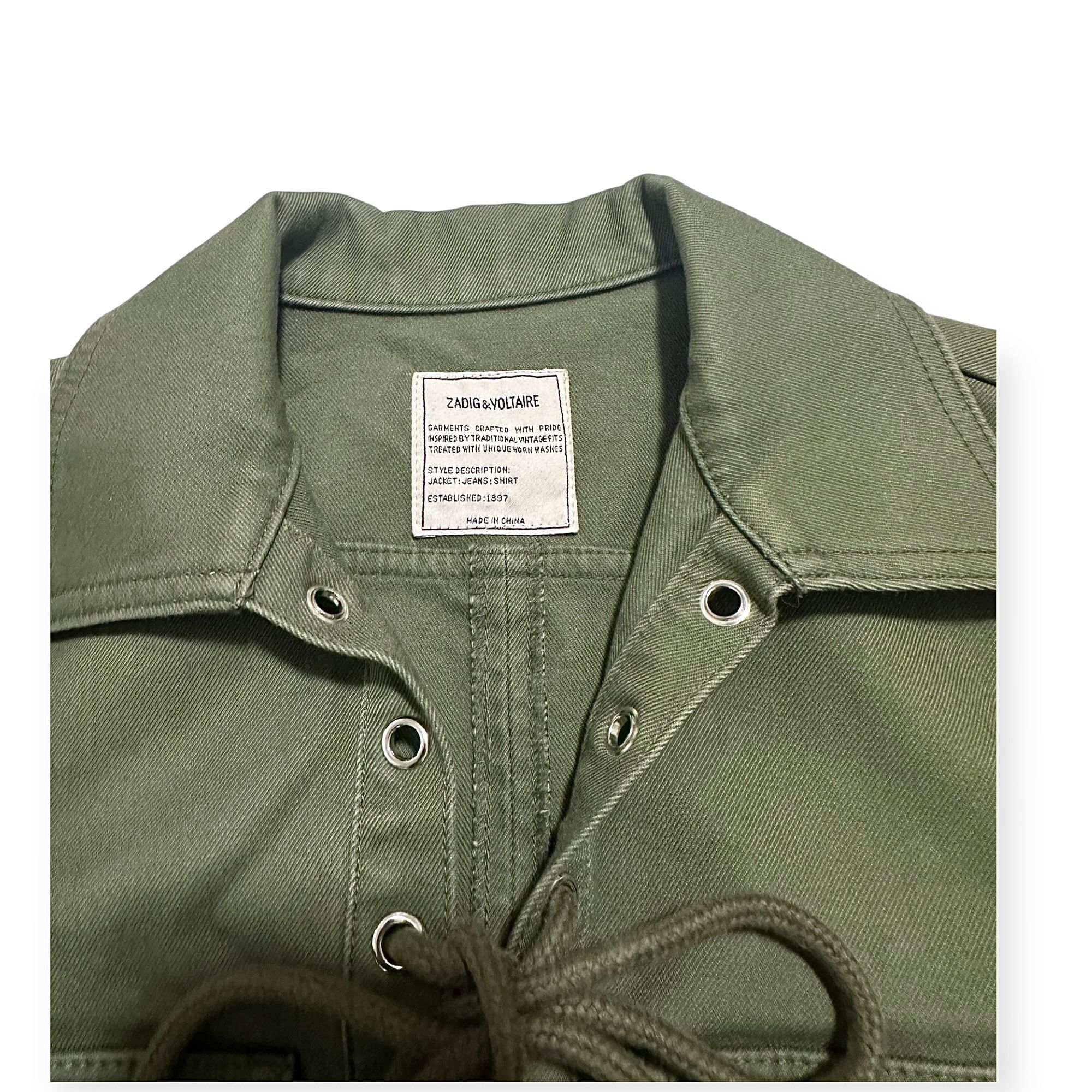 Zadig & Voltaire Zadig & Voltaire Record Brodé Tigre Shirt Dress in khaki/arm Size XS / US 0-2 / IT 36-38 - 4 Thumbnail