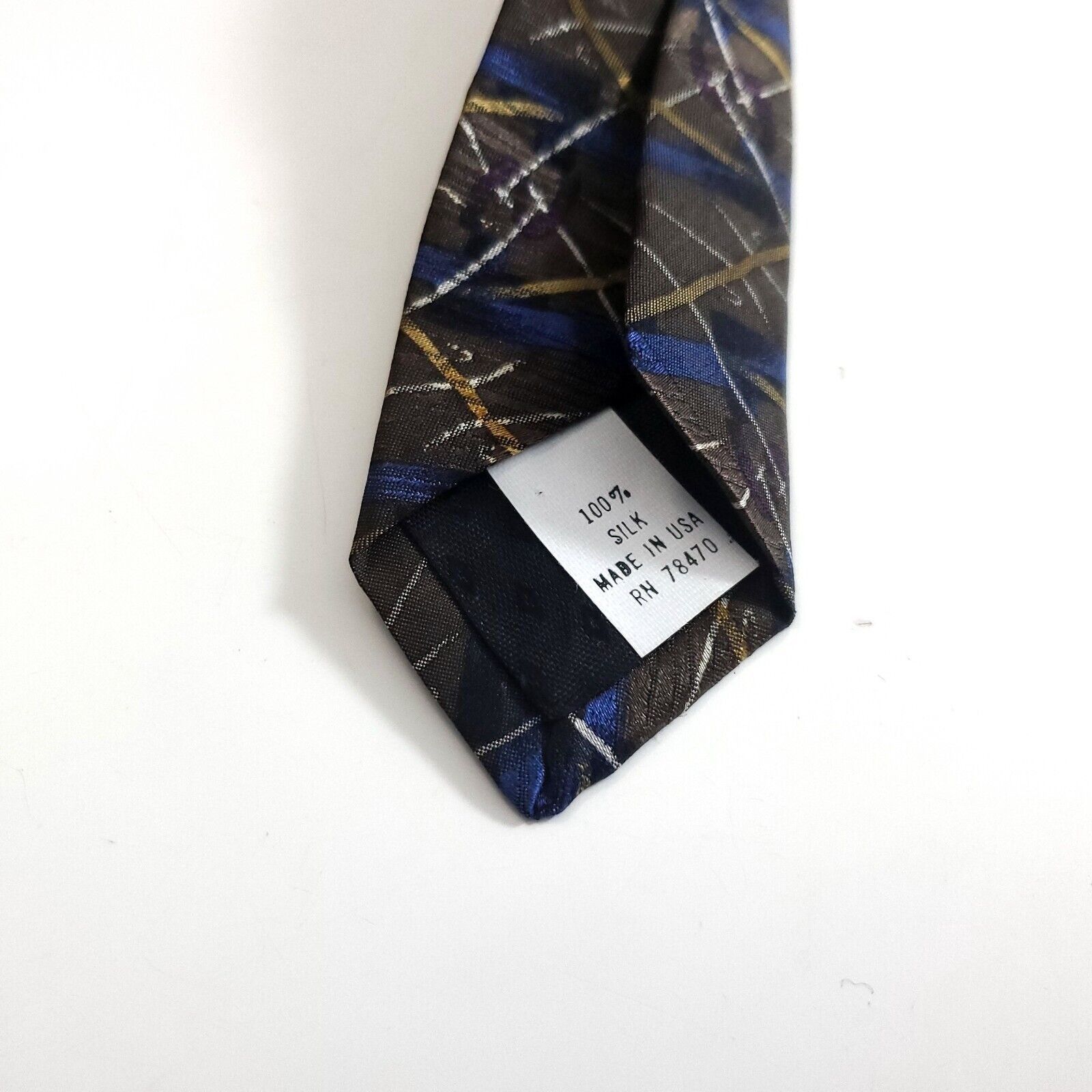 Woodward Woodward Green Tan Blue Abstract Geometric Print Wide Silk T Size ONE SIZE - 4 Thumbnail
