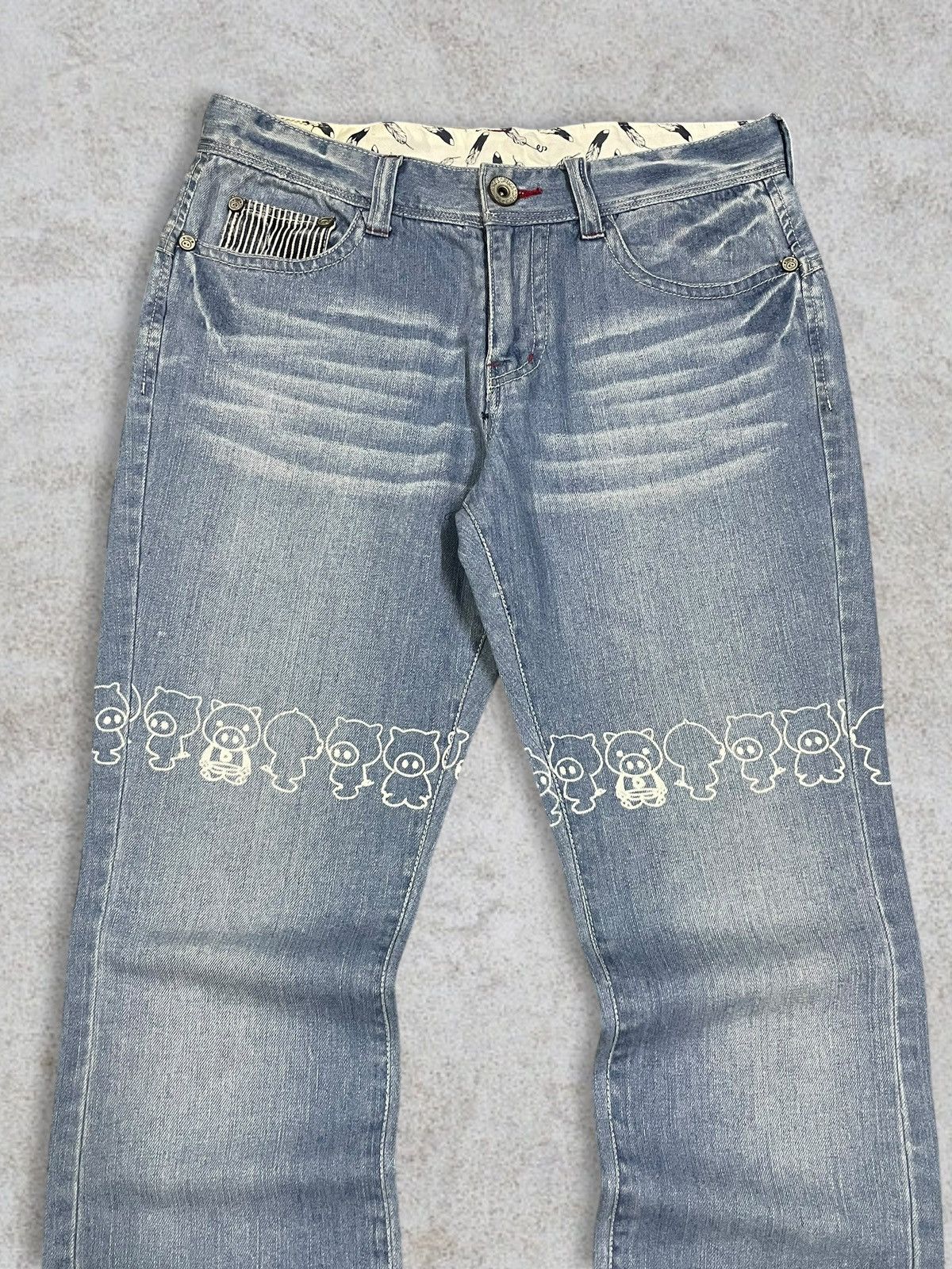Japanese Brand Drug Store’s Women Denim Cute Print Out Logo Blue Wash Jeans Size 31" - 5 Thumbnail