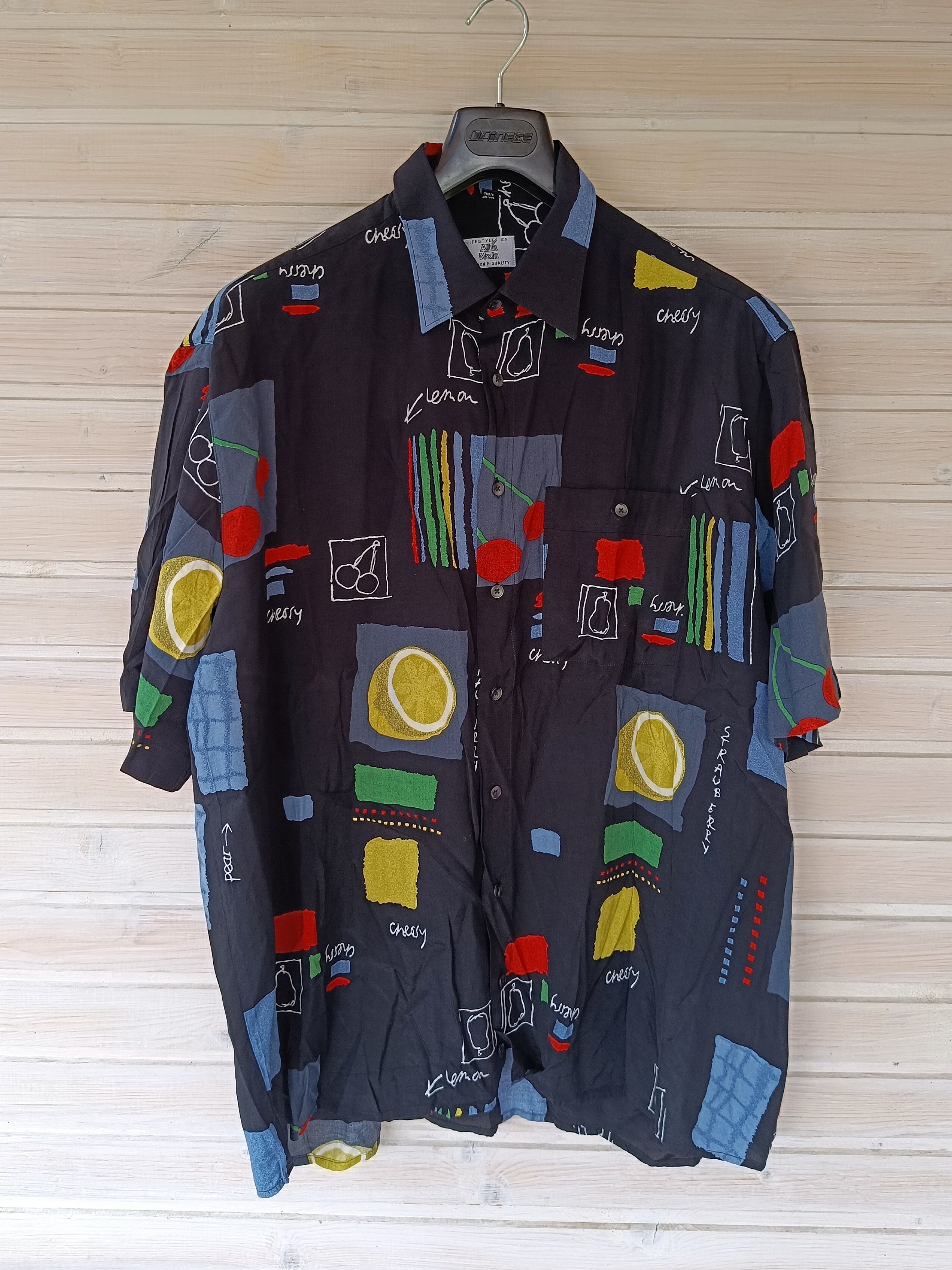 ALBA × Vintage Alba Moda Men XXL Vintage Short Sleeve Shirt Lemon Cherry Size US XXL / EU 58 / 5 - 1 Thumbnail