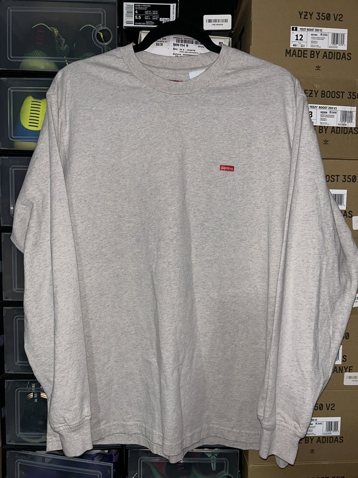 Supreme Small Box Logo L/S Tee Ash Grey Small Box L S Tee - fall