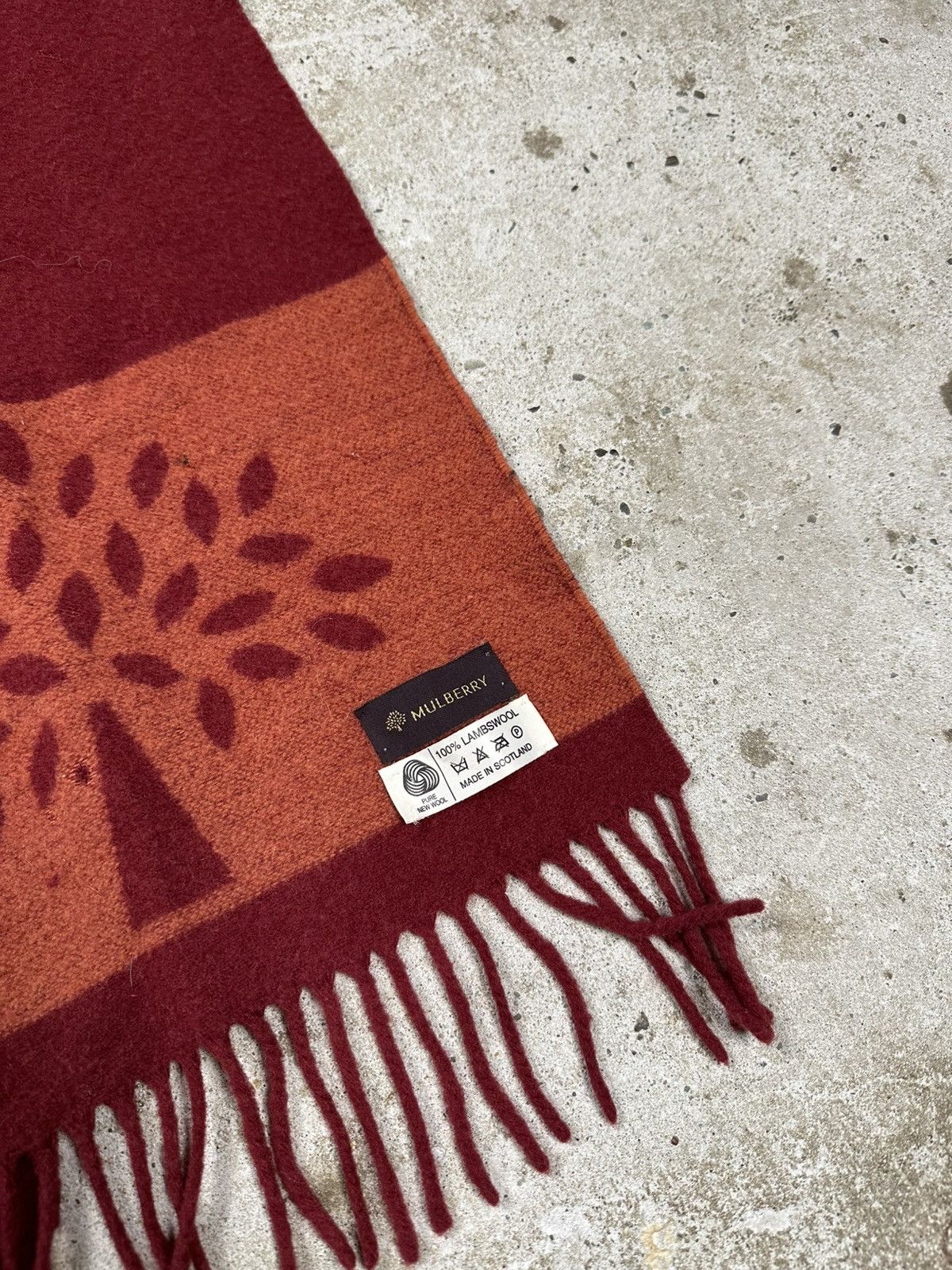 Mulberry × Vintage Vintage Mulberry Big Lambswool Red Logo Scarf Size ONE SIZE - 3 Thumbnail