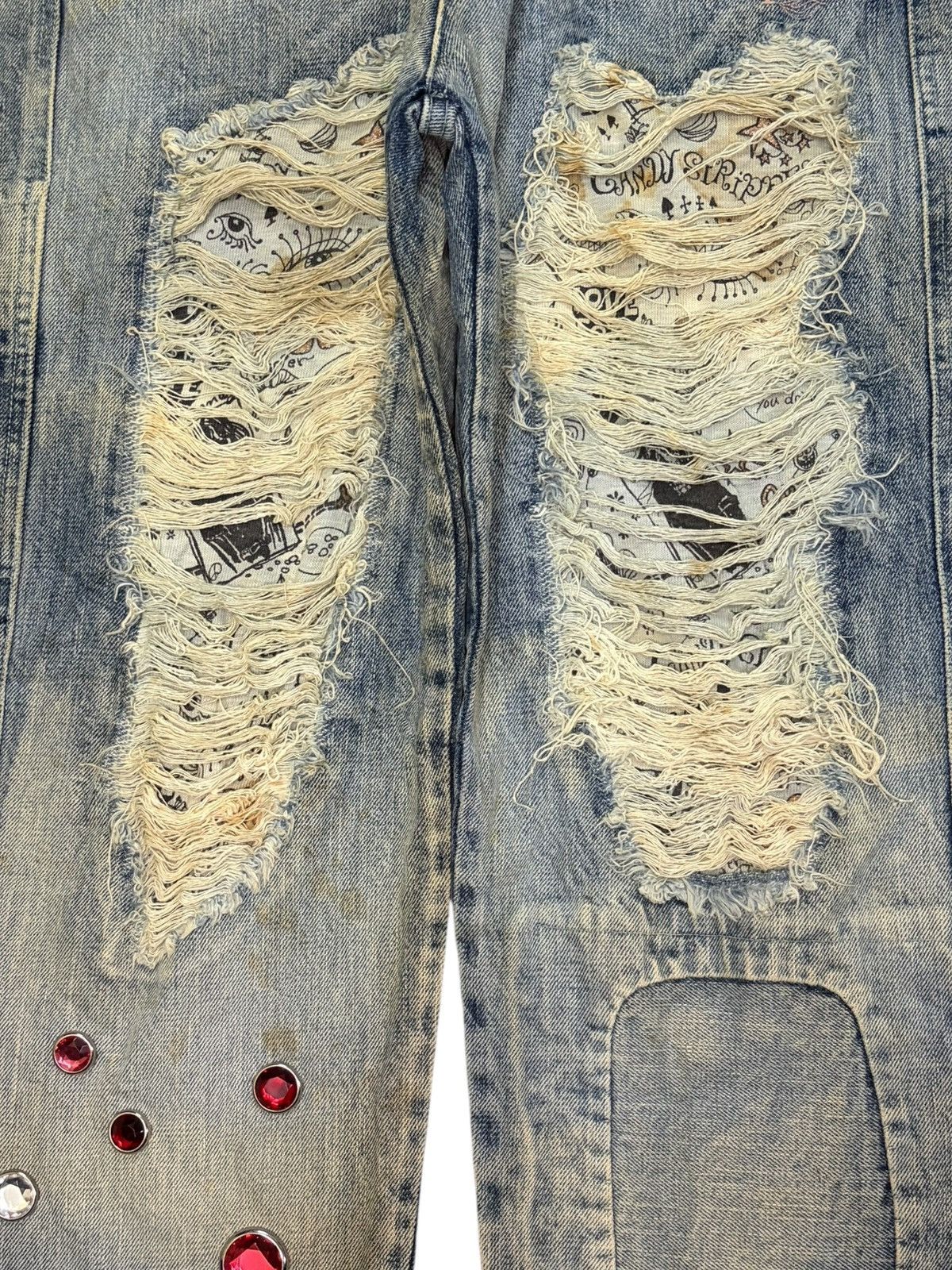 Undercover Vintage Candy Stripper Distress Punk Studded Jeans Size 31" - 3 Thumbnail