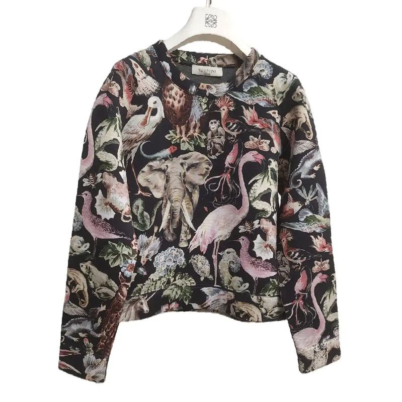 Valentino Valentino Spring Black Cotton Printed Long Sleeve Sweatshirt 0089 Size S / US 4 / IT 40 - 1 Thumbnail