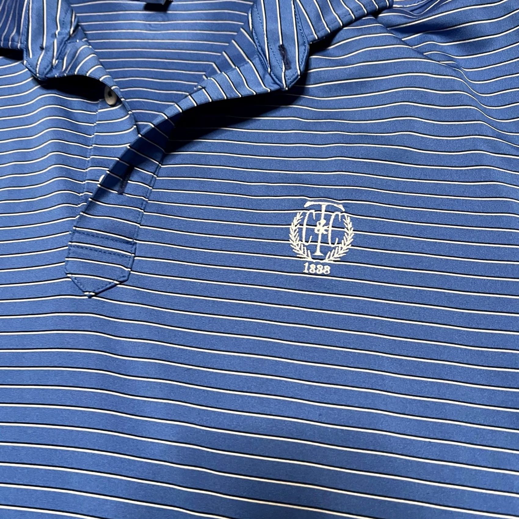 Vintage Stitch Polo Shirt Mens XL Blue Striped Performance Golf Size US XL / EU 56 / 4 - 2 Thumbnail