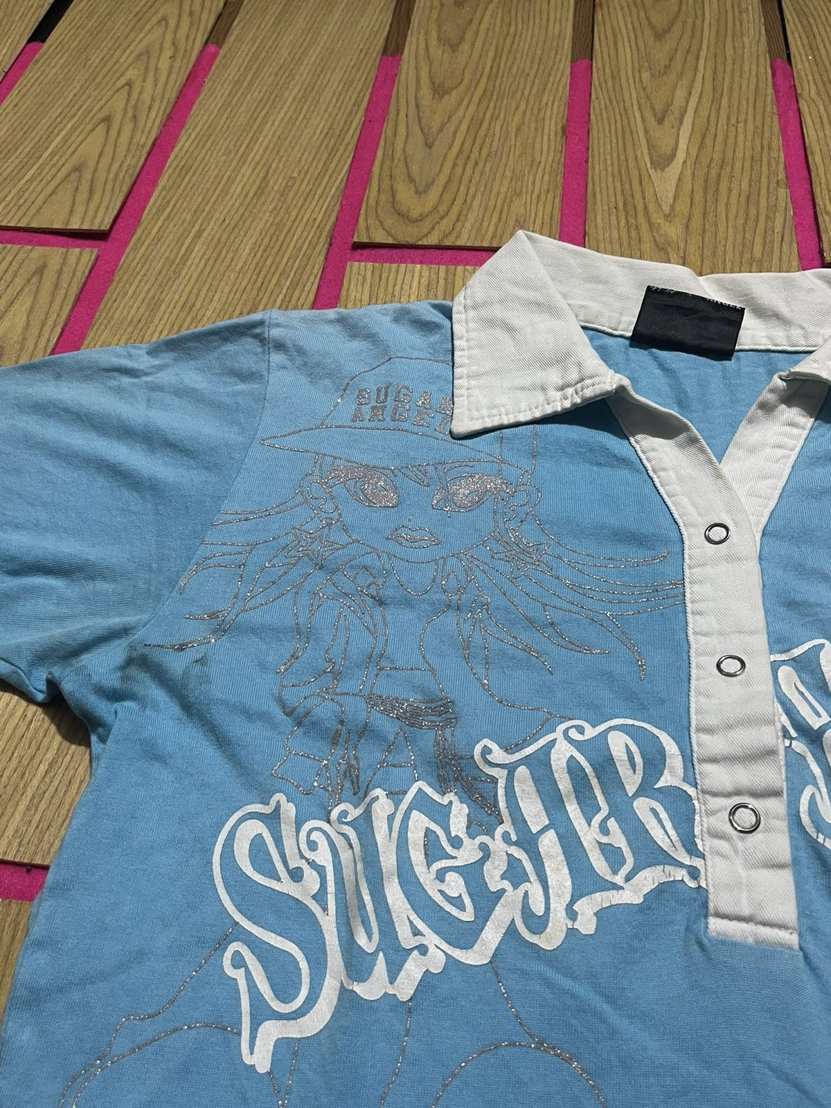 If Six Was Nine Y2K SUGAR ENGEL polo short t-shirt Size M / US 6-8 / IT 42-44 - 3 Thumbnail