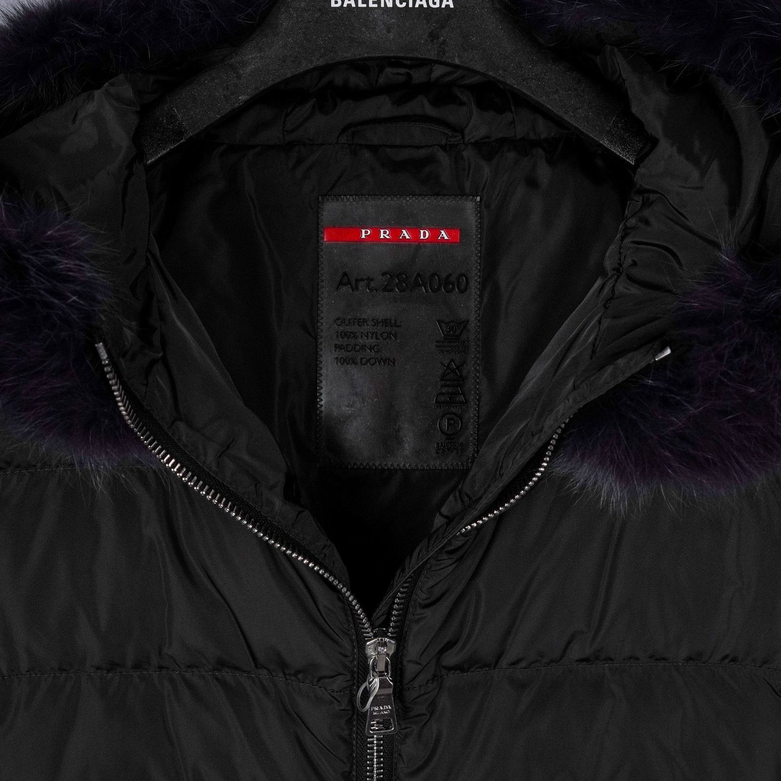 Prada Prada black nylon genuine fox fur hooded womens down jacket Size XS / US 0-2 / IT 36-38 - 4 Thumbnail