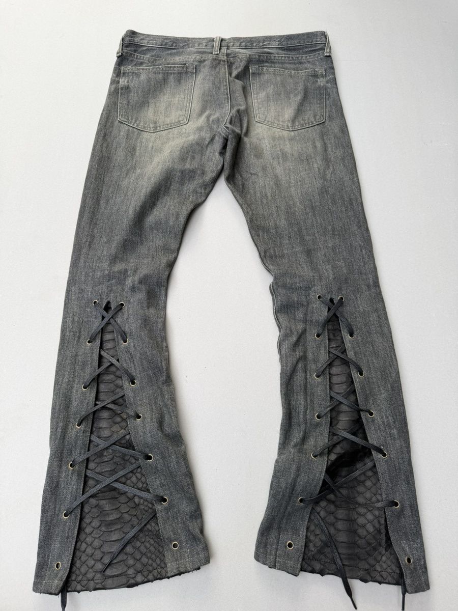 Japanese Brand Green lace up flare jeans Size US 29 - 5 Thumbnail