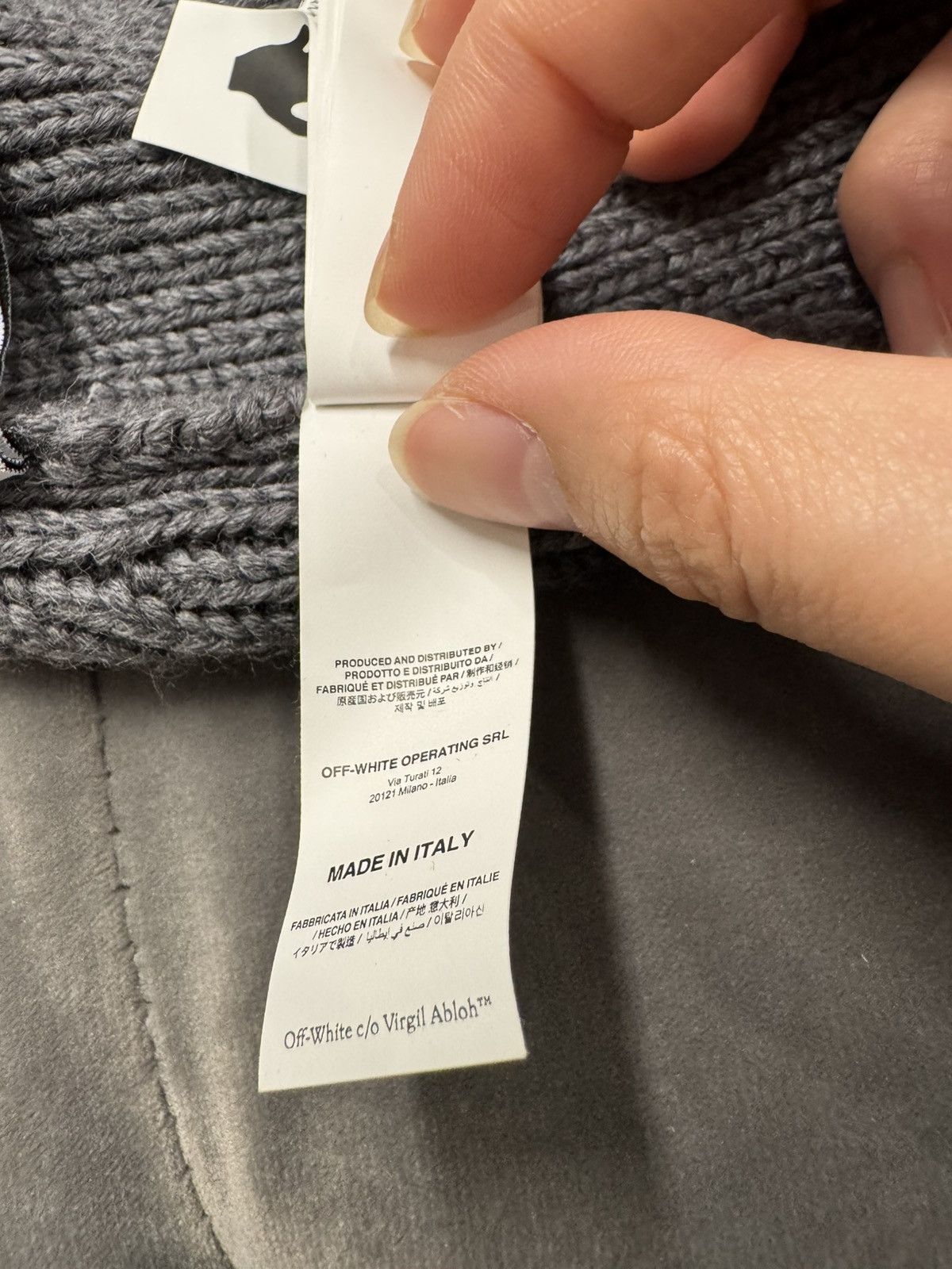 Off-White NWT Wool Rib Beanie - GRAY, OS Size ONE SIZE - 10 Thumbnail
