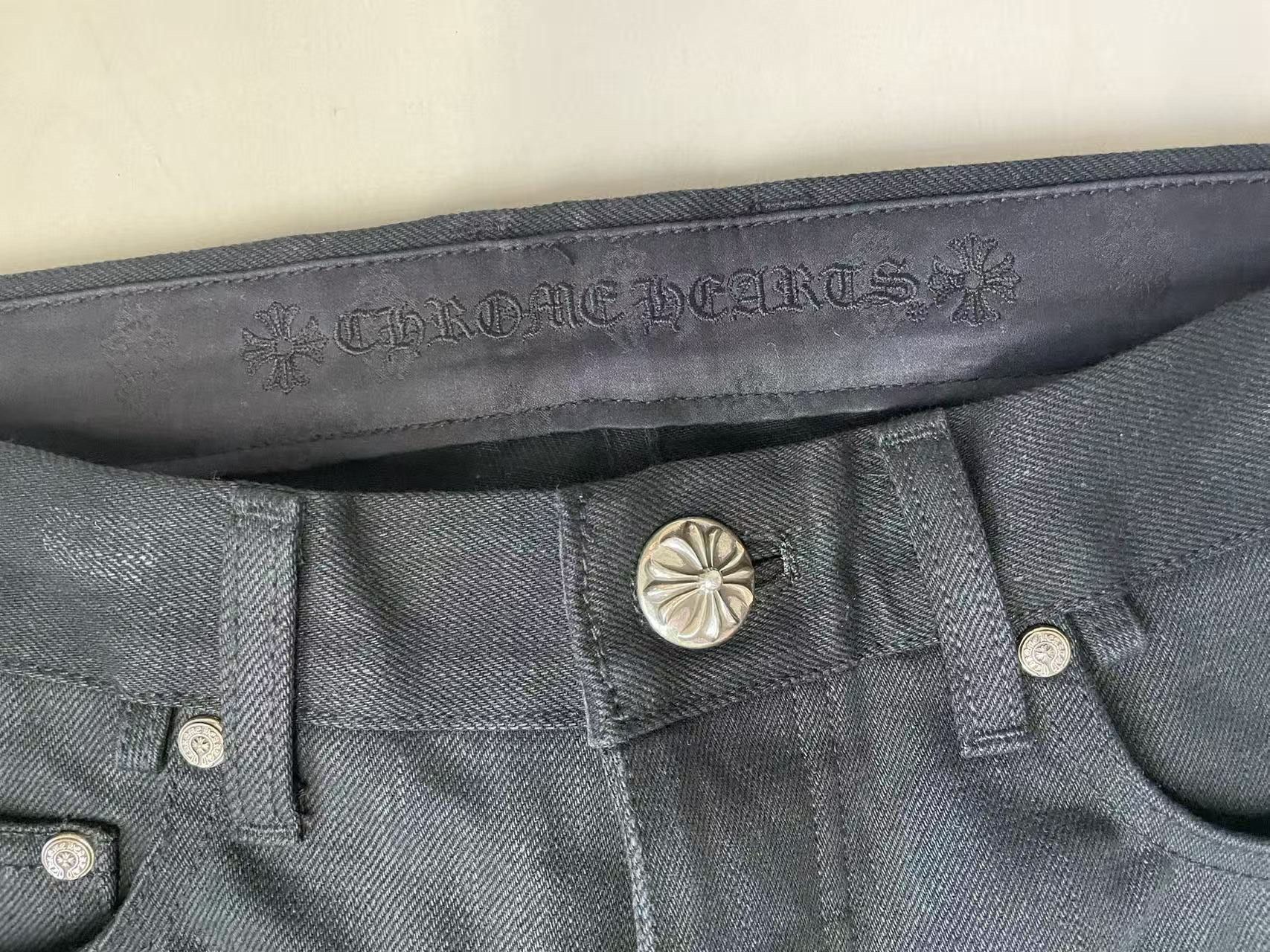 Chrome Hearts Chrome Hearts Black Flame Knee Jeans Size 31" - 3 Thumbnail