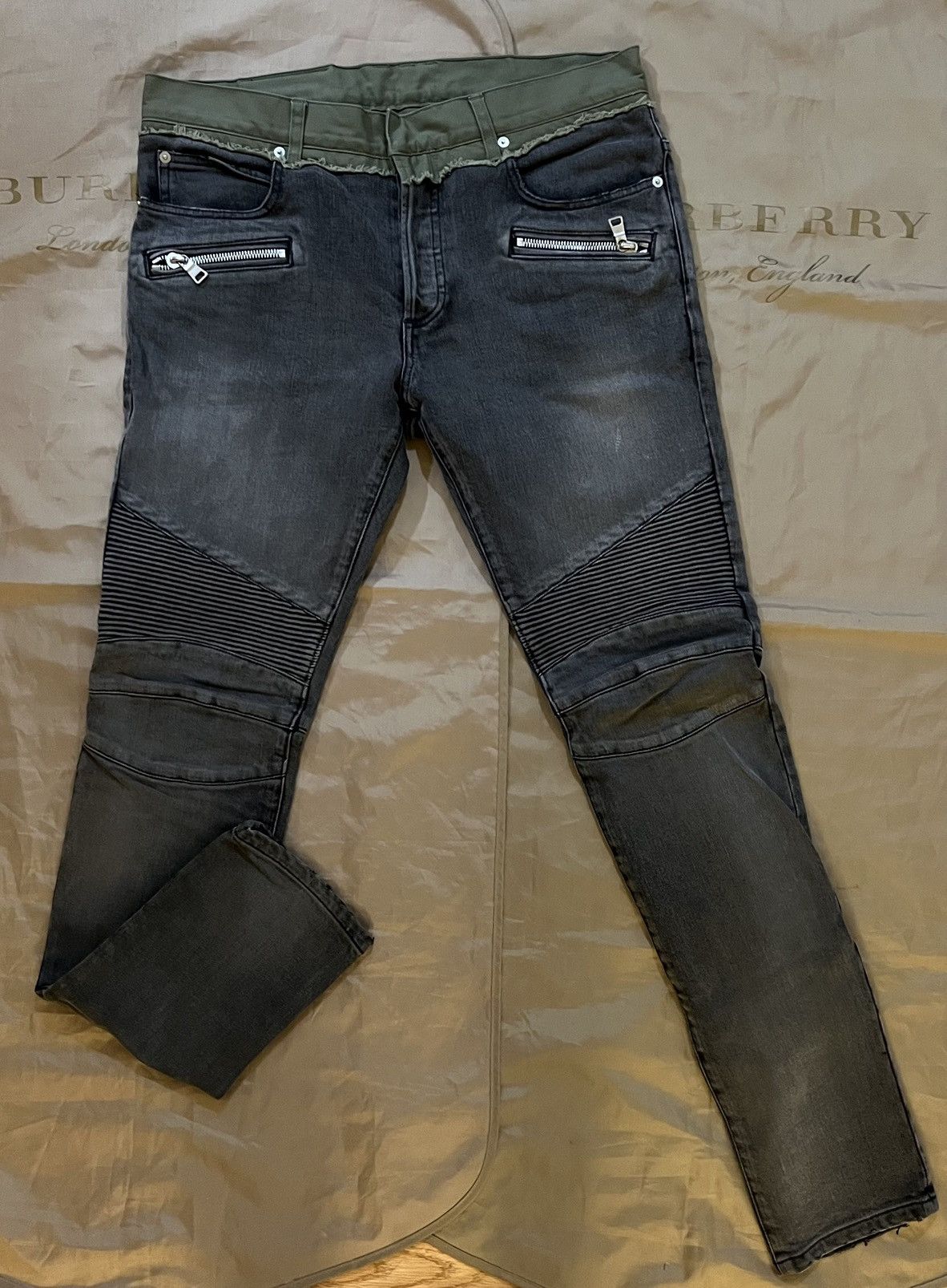 Balmain Balmain Homme Dust Wash Stretch Biker Denim Pants