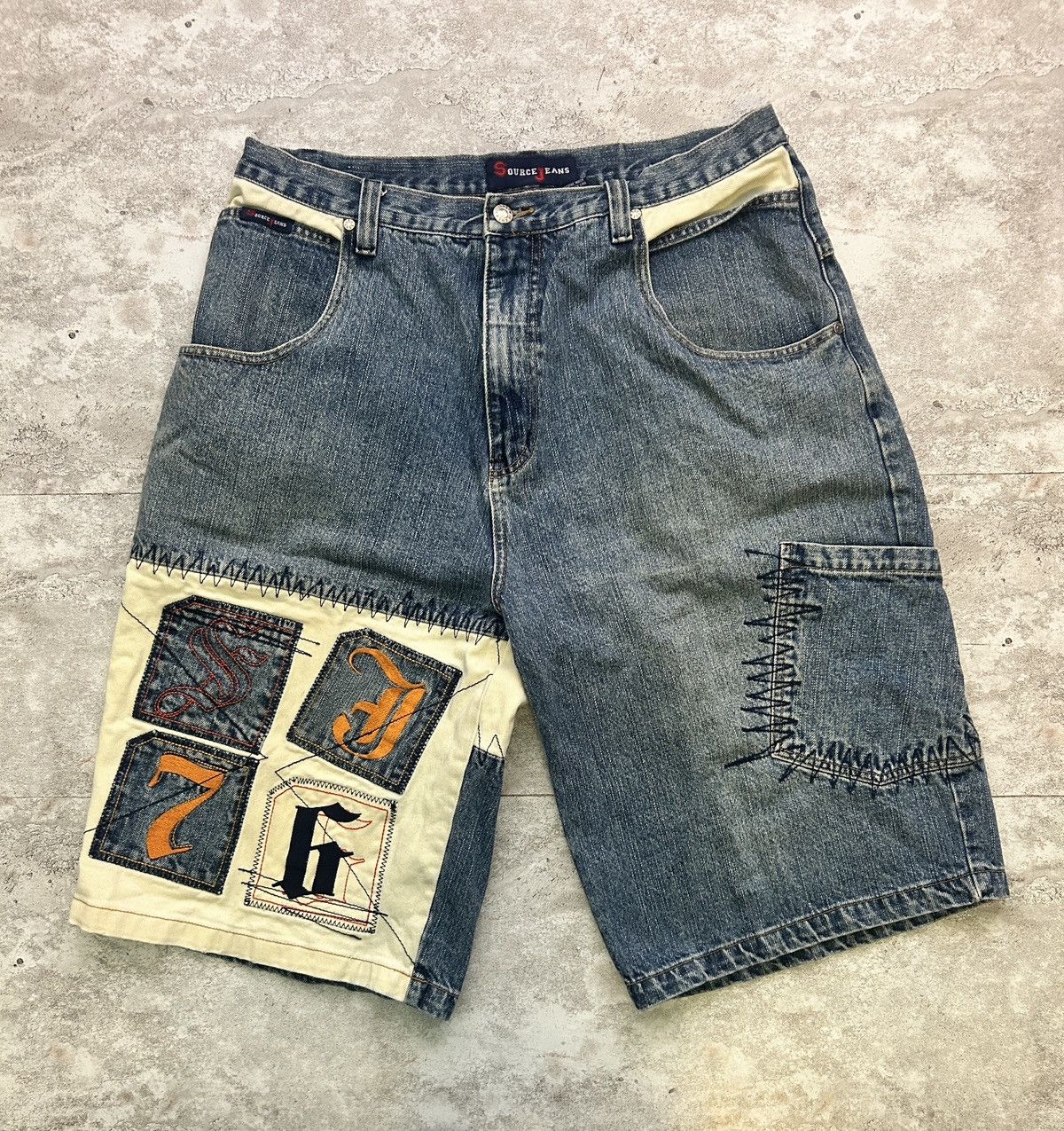 Other × Vintage Rare vintage denim shorts with unique patchwork design Size US 38 / EU 54 - 1 Thumbnail