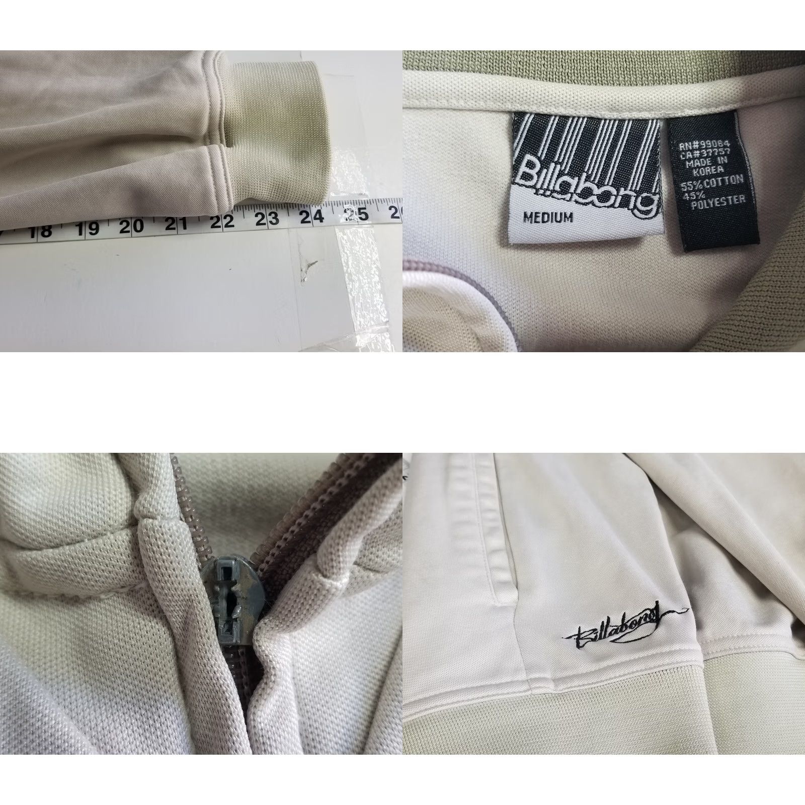 Billabong VINTAGE Billabong Jacket Mens M Beige Novacheck Tracksuits Zip Up Surf Y2K Size US 31 - 9 Thumbnail