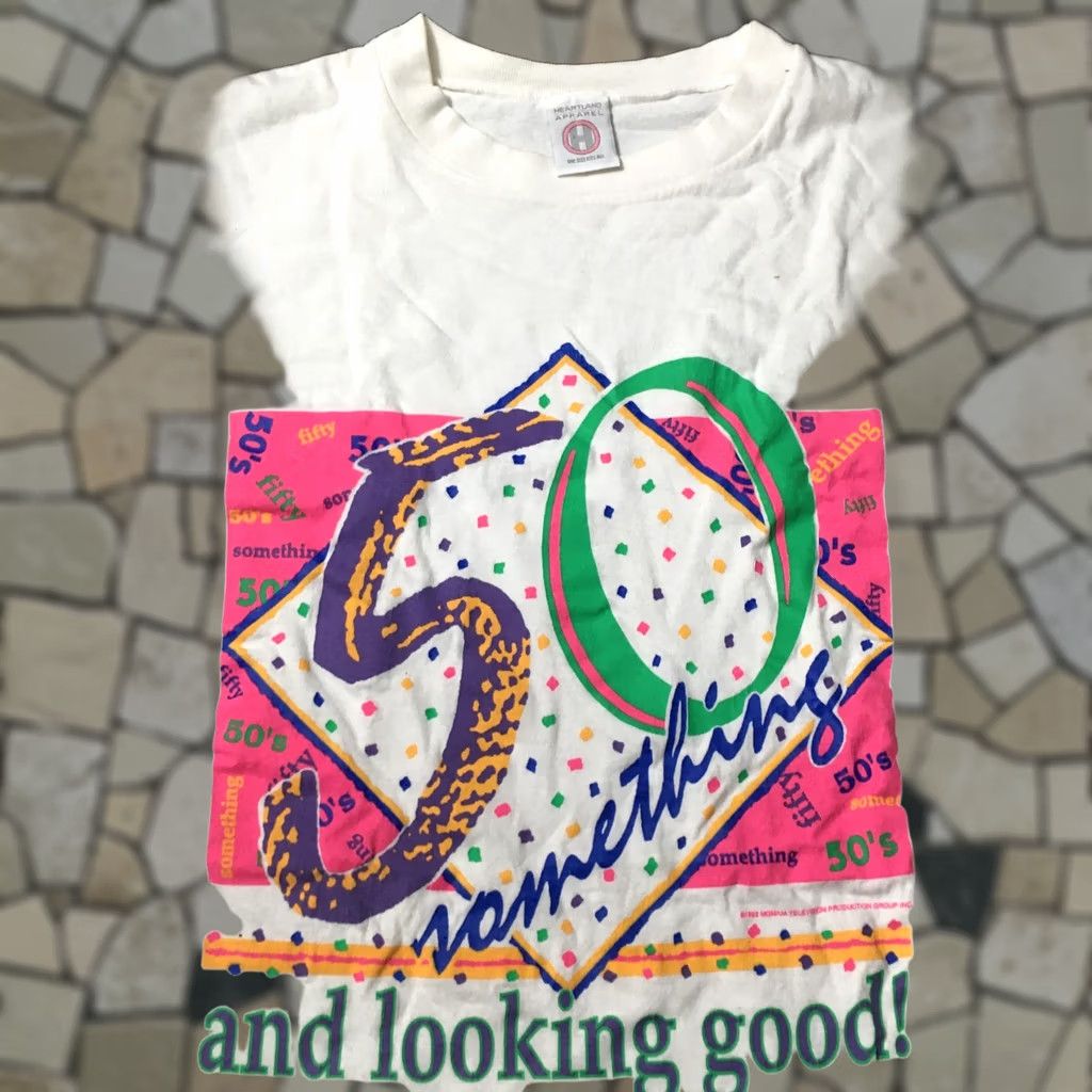 Vintage HEARTLAND Vintage 50 SOMETHING 1992 Graphic Printed Long Tee Shirt Pajama Loungewear White Canvas Gown Women One Size XS-XXL? Size ONE SIZE - 1 Thumbnail