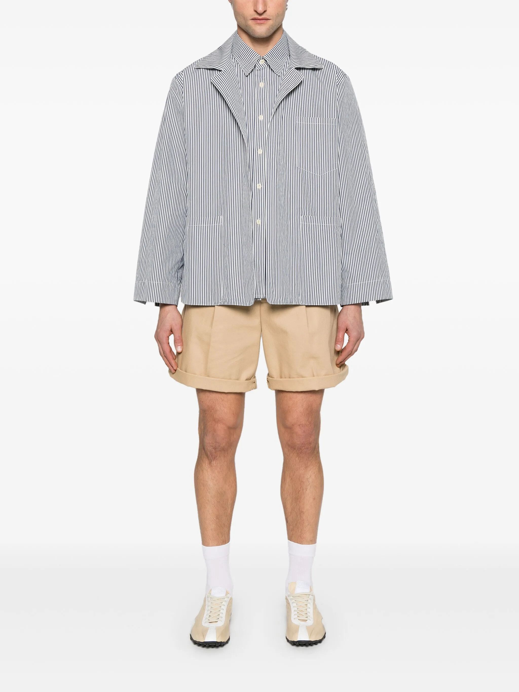 Maison Margiela o1w1db10126 Striped Jacket in White/Blue Size US L / EU 52-54 / 3 - 2 Thumbnail