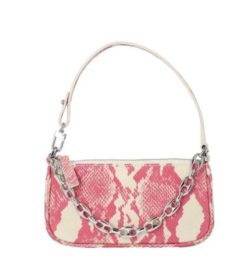 BY FAR Pink Rachel Mini Leather Shoulder Bag