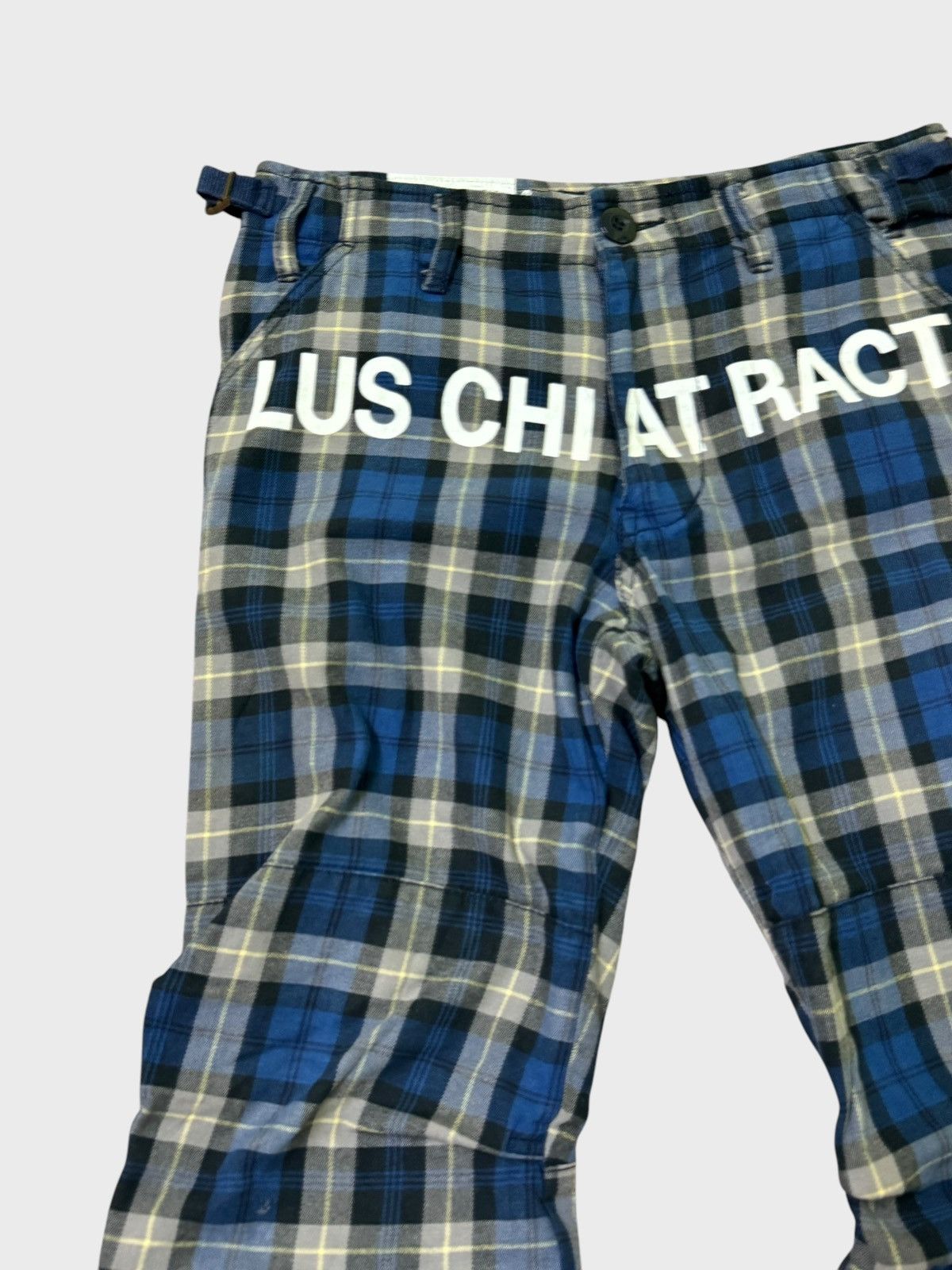 Japanese Brand VINTAGE RE DARK PLAID BLUE TARTAN PLAID PUNK DRAWSTRING PANT Size US 27 - 4 Thumbnail
