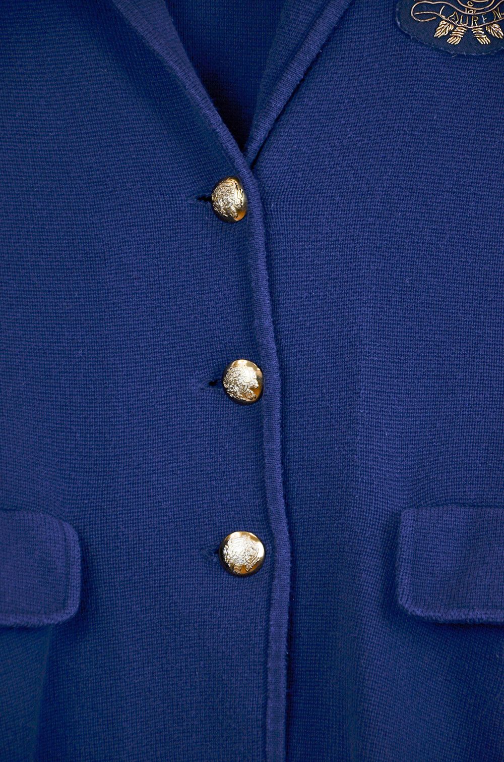 Lauren Ralph Lauren × Vintage Ralph Lauren Women’s Navy Blue Knit Blazer Embroidered - M Size M / US 6-8 / IT 42-44 - 3 Thumbnail
