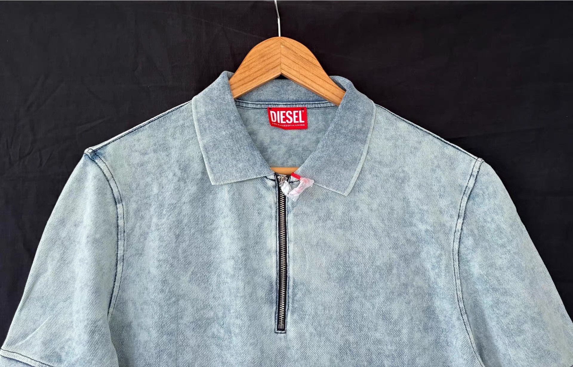 Diesel Diesel Men's Washed Denim Tone Polo Shirt Ｑ21 Size US M / EU 48-50 / 2 - 3 Thumbnail