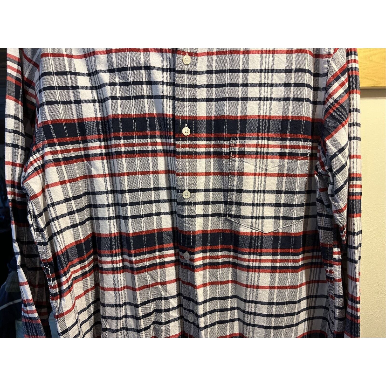 Club Room Club Room Mens M White Red Check LS Button Down Cotton Shirt Size US M / EU 48-50 / 2 - 7 Thumbnail