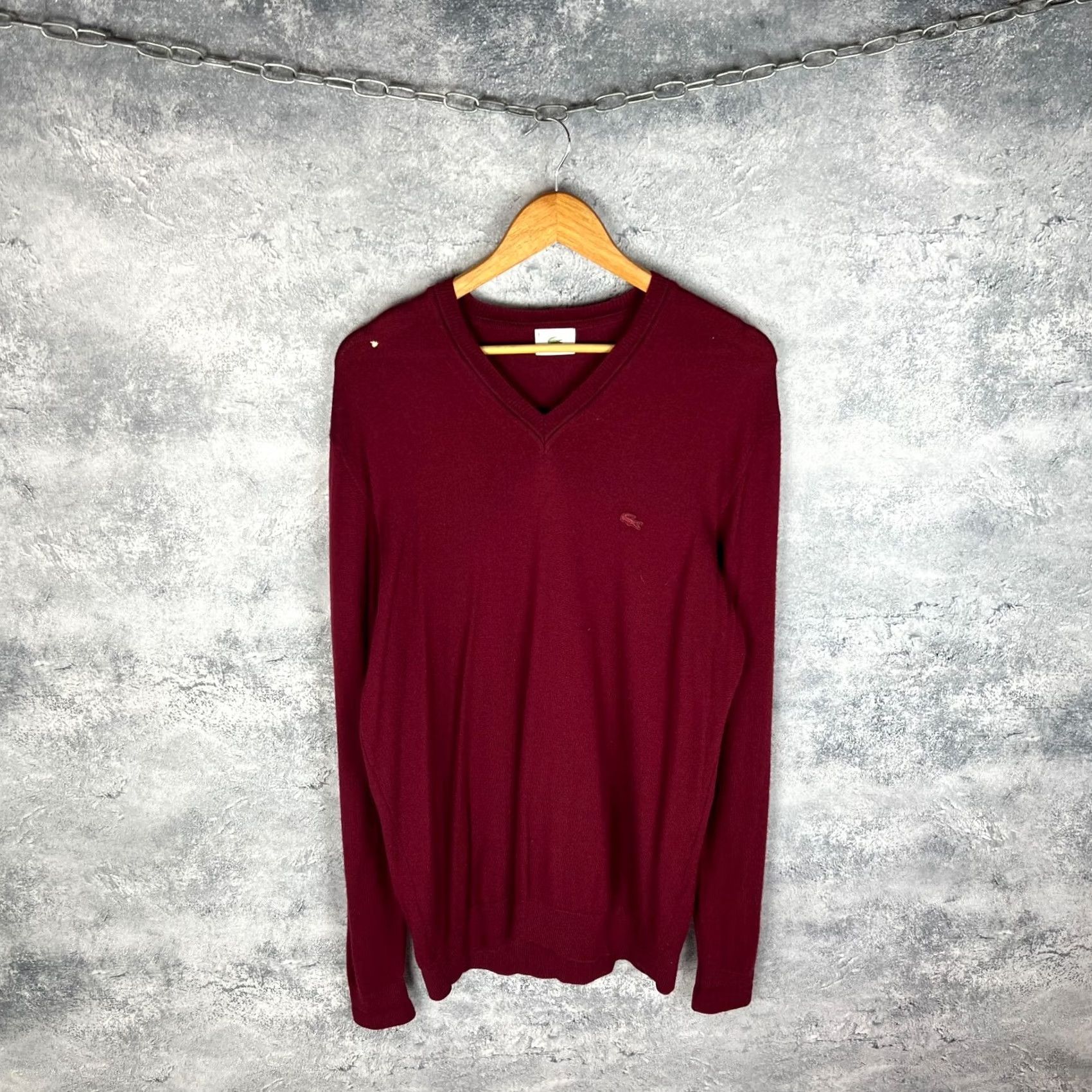 Lacoste Lacoste Sweater Wool V-Neck Burgundy Men’s Pullover Size 6 Classic Red Size US S / EU 44-46 / 1 - 2 Thumbnail