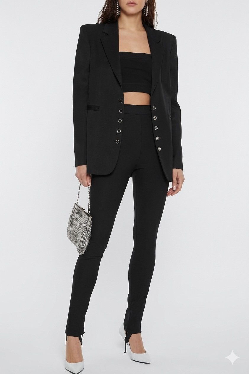 Just Cavalli Just Cavalli Piqué Snap-Front Tailored Jacket Size M / US 6-8 / IT 42-44 - 1 Thumbnail