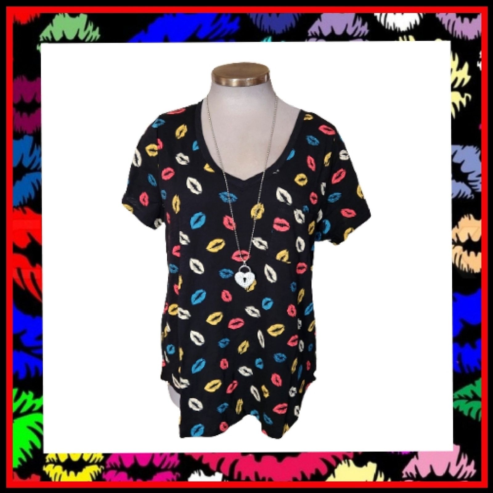 Torrid TORRID ☆ MUTI-COLOR KISSES ☆ CLASSIC SLUB TEE ☆ NWOT Size 4XL / US 24-26 - 1 Thumbnail
