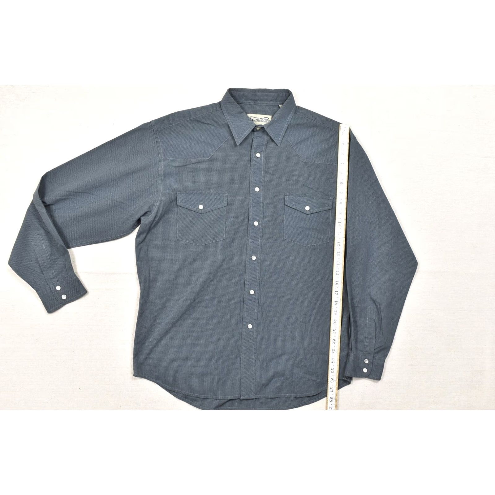 Vintage Sunweave Mens XL Western Pearl Snap Shirt Long Sleeve Textured Gray Point Collar Size US XL / EU 56 / 4 - 5 Thumbnail