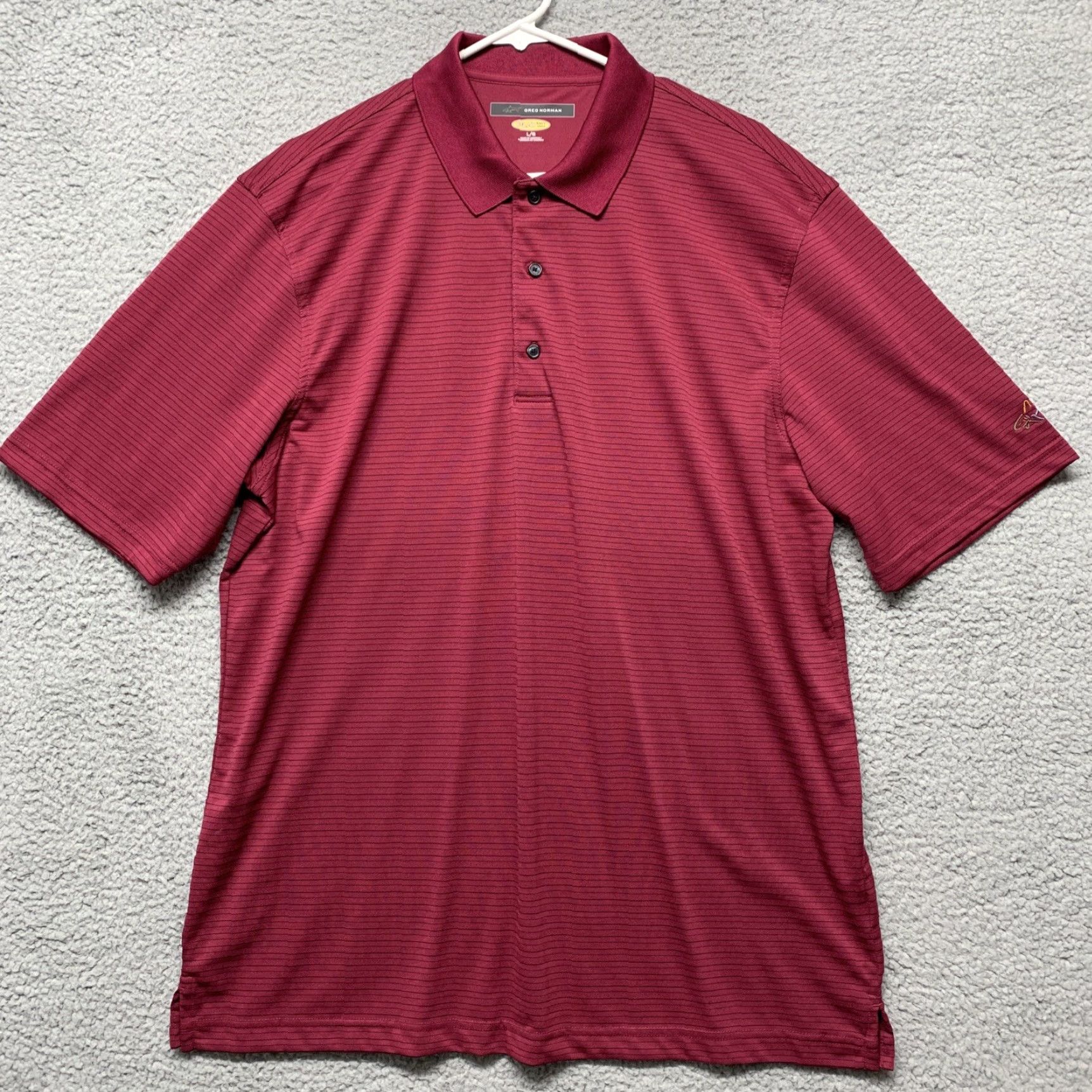 Vintage Greg Norman Polo Shirt Mens Large Burgundy Striped Playdry Jersey LG Golf Sports Shirt Size US L / EU 52-54 / 3 - 2 Thumbnail