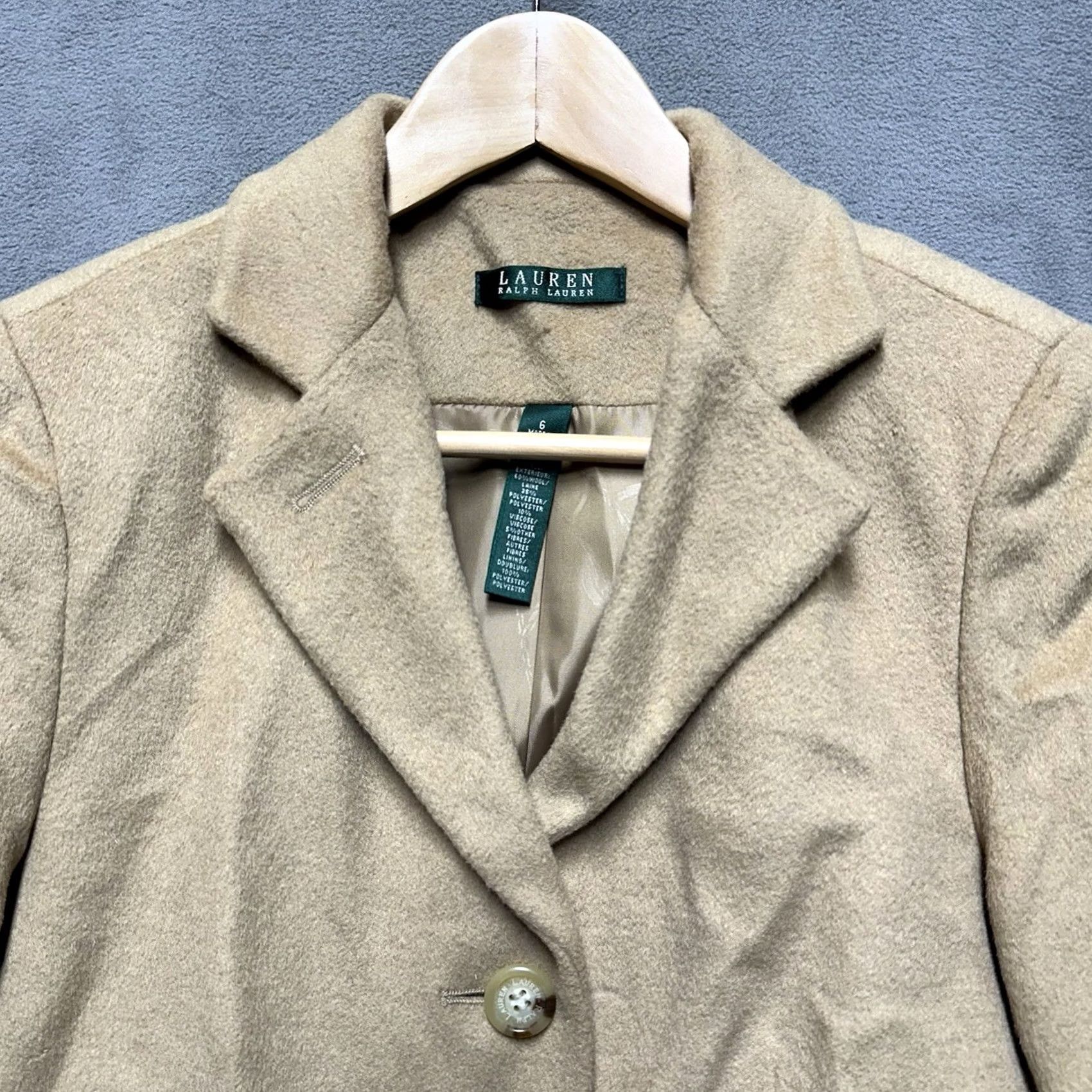 Ralph Lauren Lauren Ralph Lauren Pea Coat Womens 6 Tan Beige Wool Blend Long Overcoat EUC Jacket/Coat Size M / US 6-8 / IT 42-44 - 7 Thumbnail