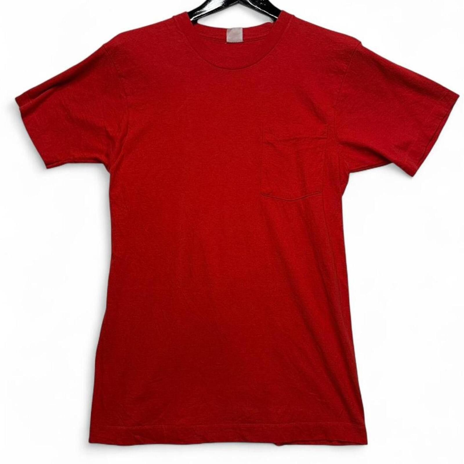 Other Vintage 1980s red cotton blank pocket tee Size US L / EU 52-54 / 3 - 1 Thumbnail