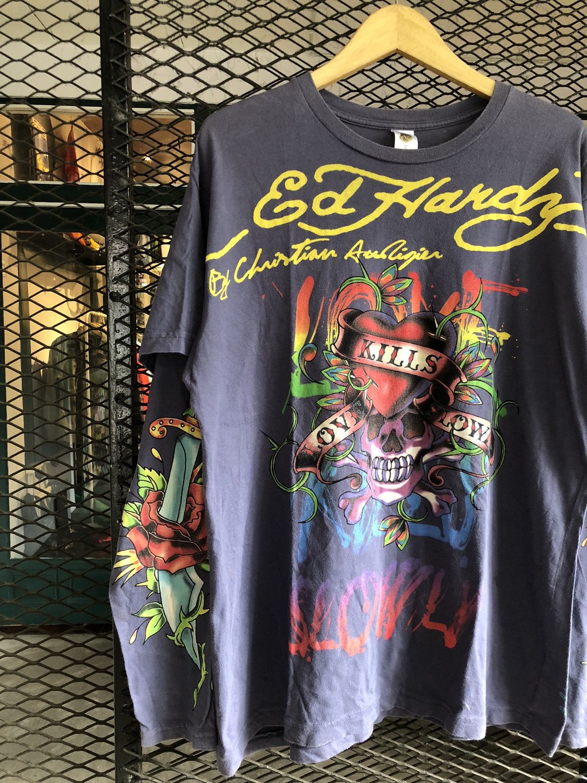 Ed Hardy × Japanese Brand × Vintage ED HARDY CHRISTIAN AUDIGIER “LOVE KILLS SLOWLY” LONG SLEEVE Size US L / EU 52-54 / 3 - 3 Thumbnail