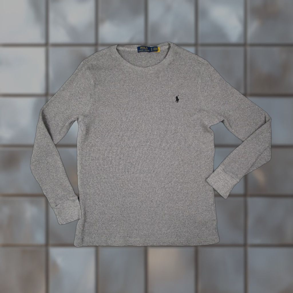 Polo Ralph Lauren Polo Ralph Lauren Shirt Mens XL Gray Waffle Knit Crew Neck Pullover 100% Cotton Embroidered Pony Size US XL / EU 56 / 4 - 1 Thumbnail