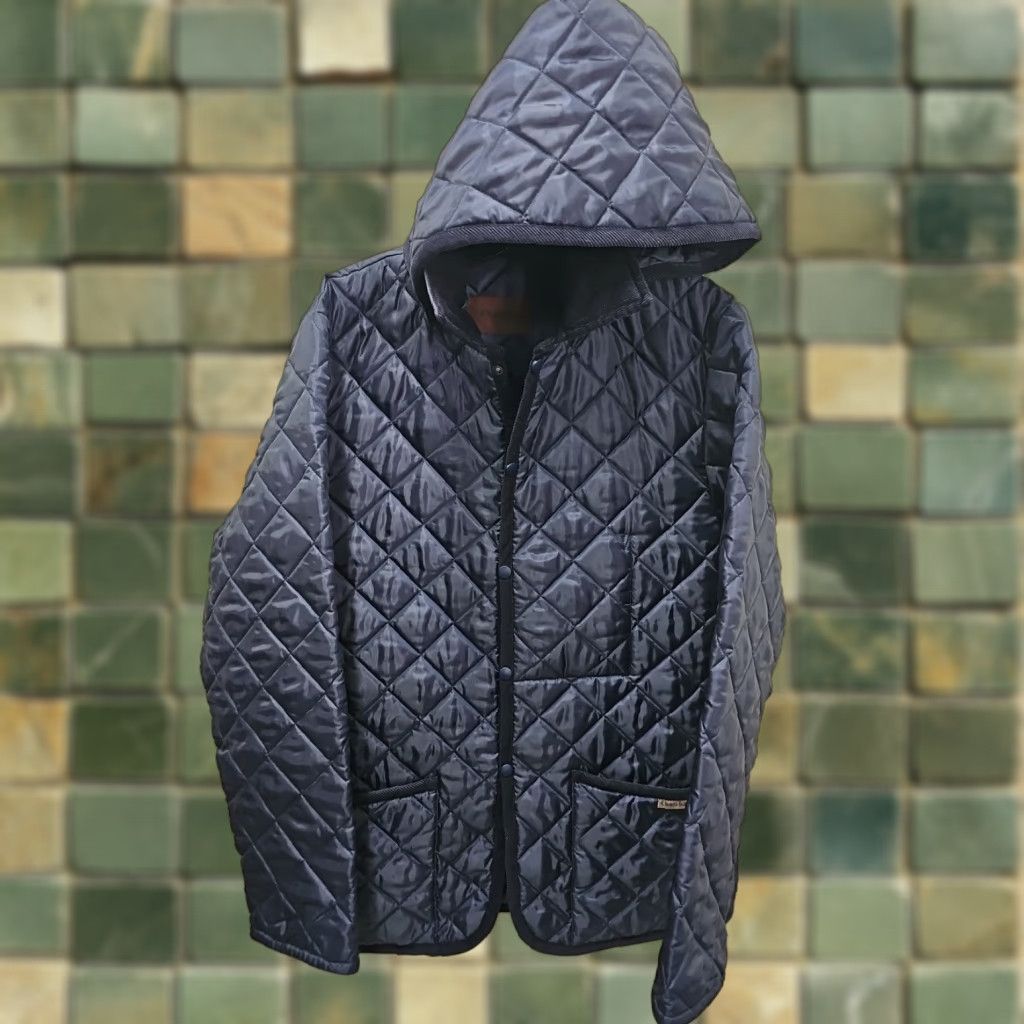 Lavenham VINTAGE Lavenham X Church's England Quilted Hooded Jacket Men XL Blue Quilted Hooded Coat Mens Xl Blue Size US XL / EU 56 / 4 - 1 Thumbnail