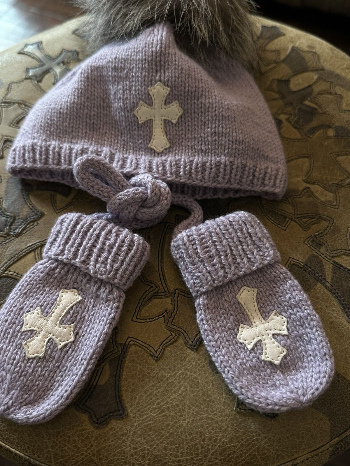 Chrome Hearts CHROME HEARTS PATCHED BABY BEANIE & GLOVES Size ONE SIZE - 2 Thumbnail