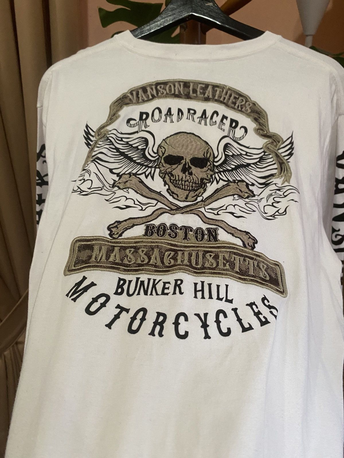 Vanson Leathers Vanson Leathers Roadracer Skull Graphic White Long Sleeve Size US M / EU 48-50 / 2 - 10 Thumbnail