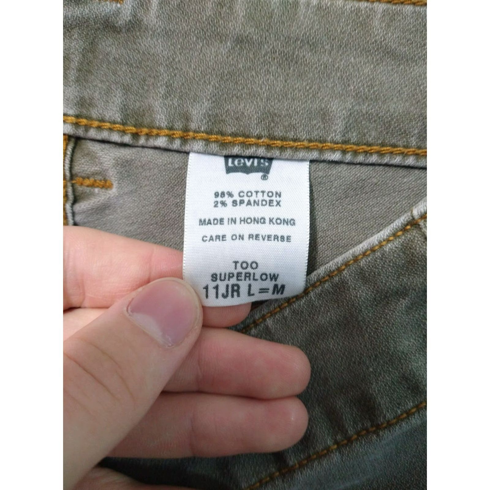 Levi's VINTAGE Levi's Jeans Womens 11 Green Denim Too Superlow Stretch Straight Leg 90s Jeans Womens Size 32" / US 10 / IT 46 - 7 Thumbnail