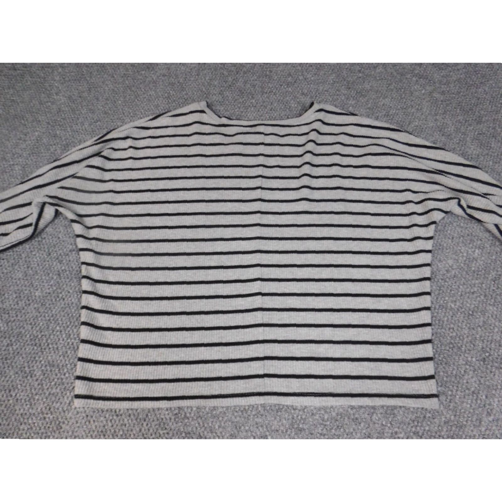 Vintage SOHO Womens Sweater XL Gray Striped Crew Neck 3/4 Sleeve Knit Pullover Stretch Modern Casual Mens Womens Boys Girls Size XL / US 12-14 / IT 48-50 - 7 Thumbnail