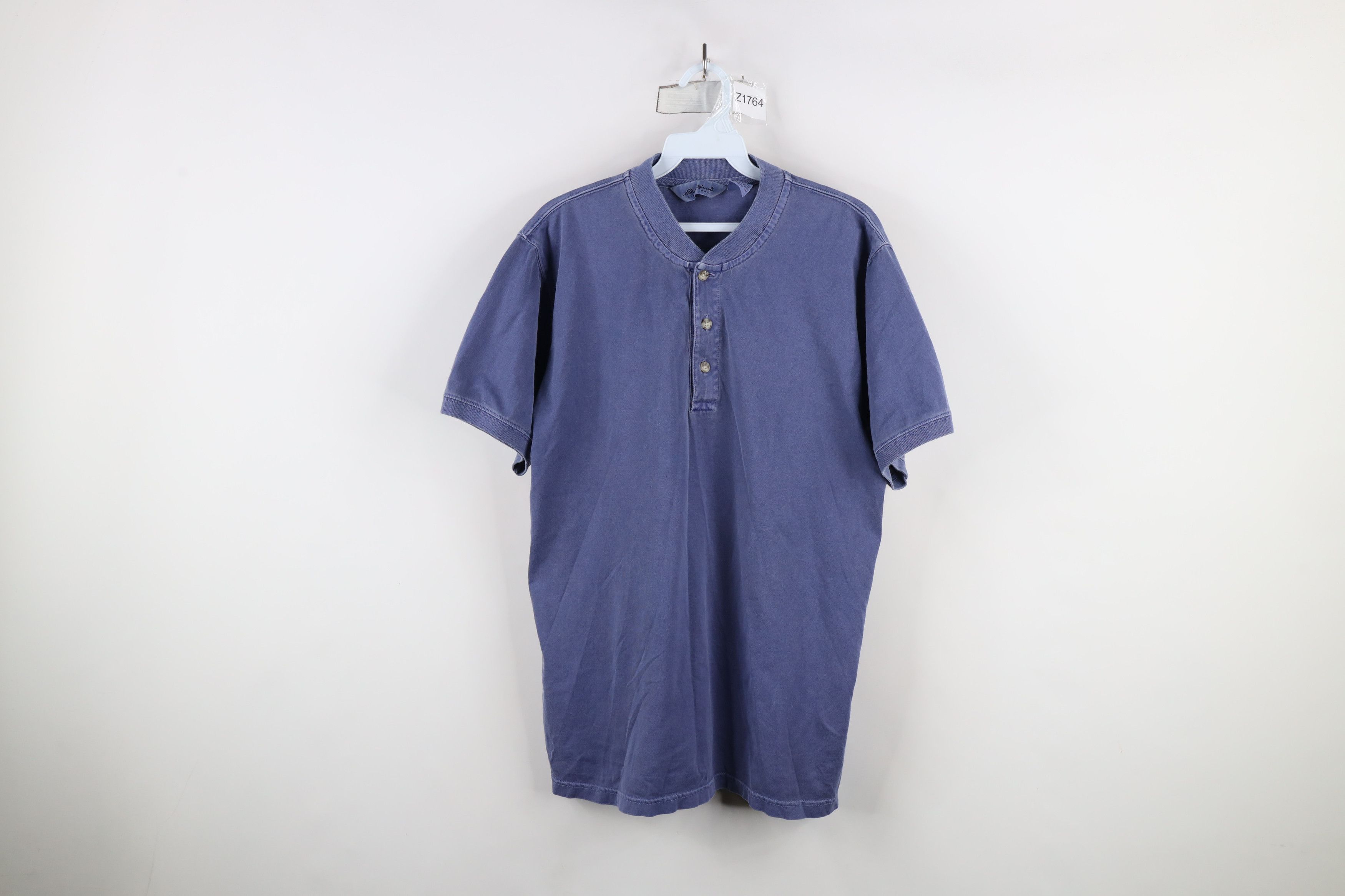 Eddie Bauer × Vintage Vintage 90s Eddie Bauer Blank Stonewash Henley T-Shirt Blue Size US S / EU 44-46 / 1 - 1 Thumbnail
