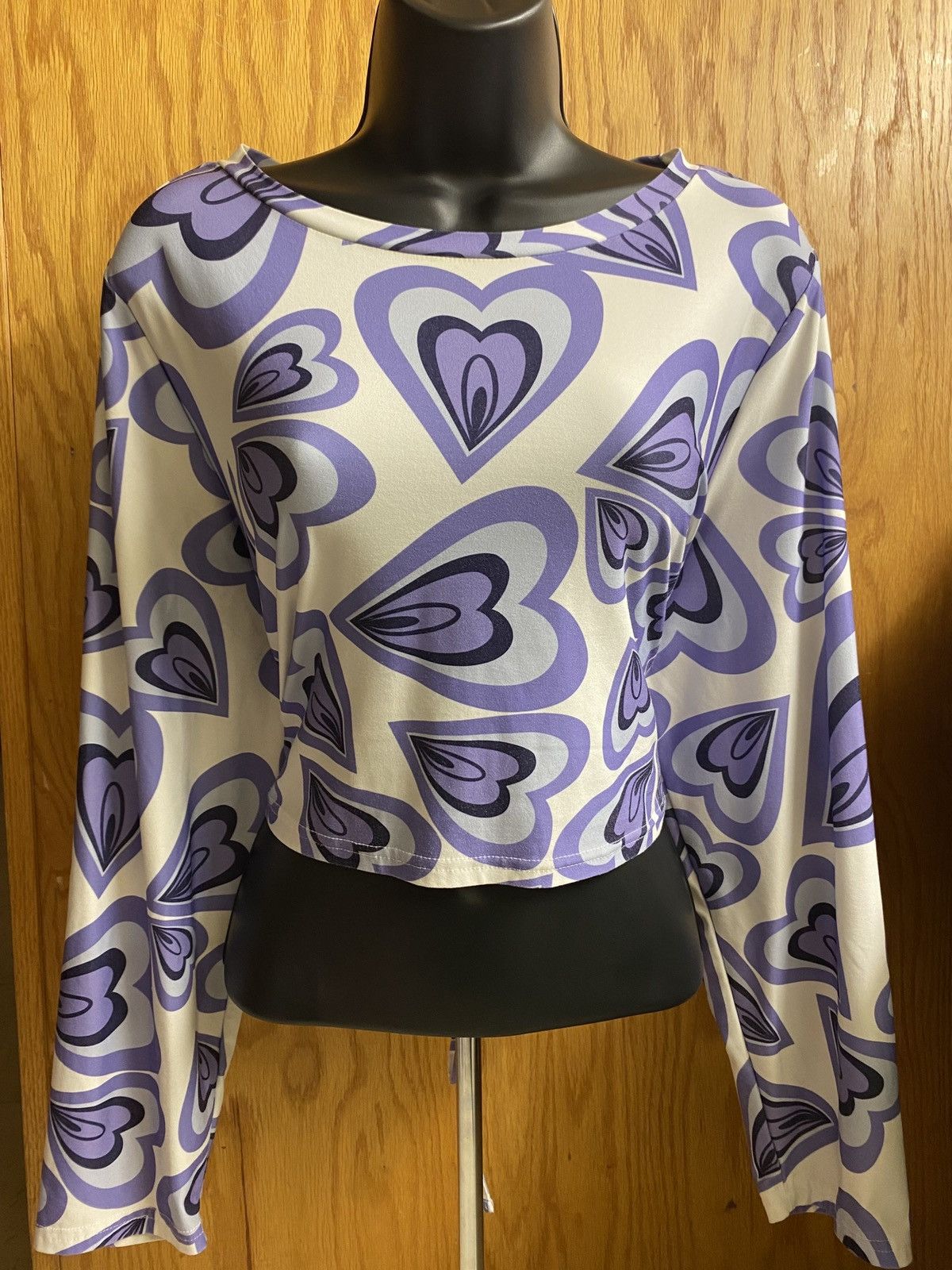 Shein Purple Heart Cropped Top Size XXL / US 16-18 / IT 52-54 - 1 Thumbnail