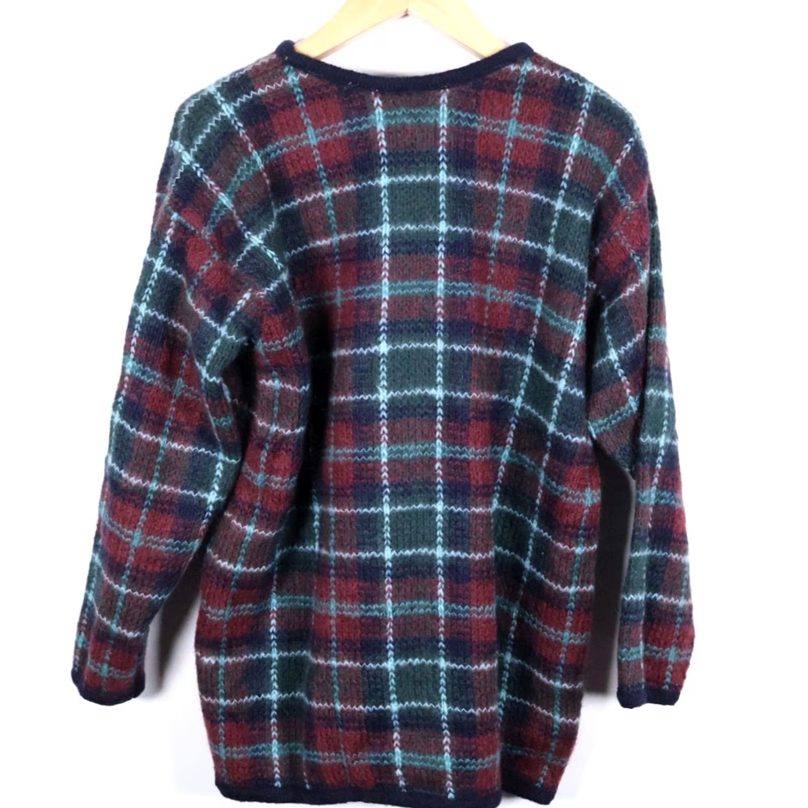 Vintage VINTAGE Paul Harris Mohair Sweater Women's Large Red Green Plaid Relaxed Oversized Knit Pullover Crew Neck Est. 90s Classic Preppy VINTAGE Size L / US 10 / IT 46 - 2 Thumbnail