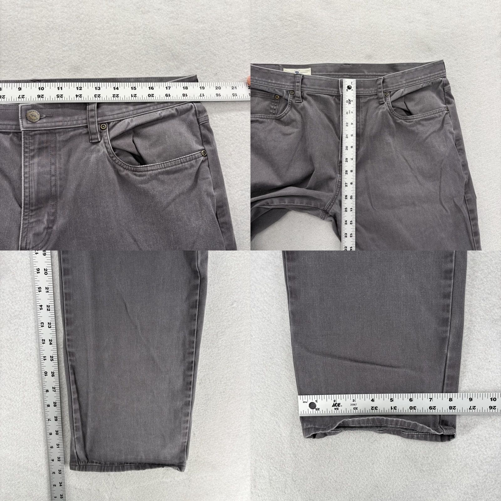Vintage Onward Reserve Five-Pocket Pants Mens 38x34 Gray Stretch Straight Casual Workwear Regular Rise Mid Size US 38 / EU 54 - 8 Thumbnail