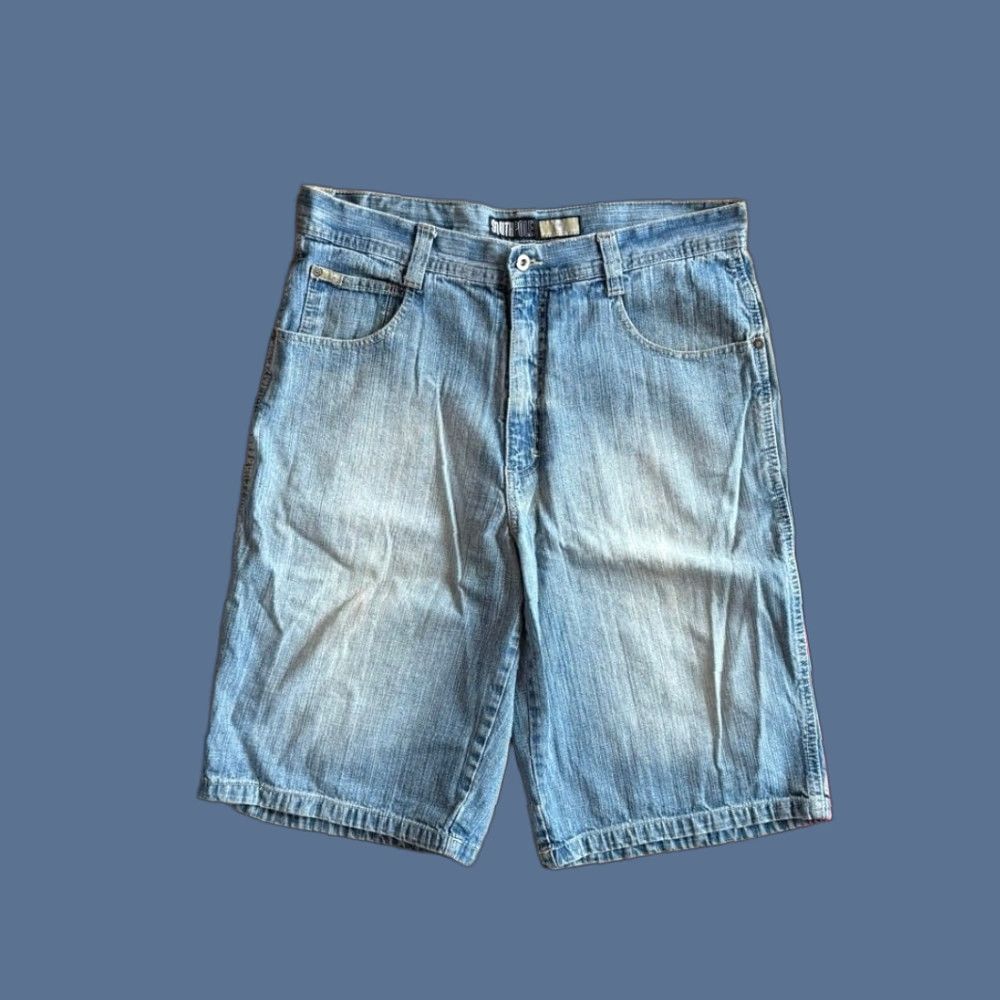 VINTAGE Southpole Baggy Wide Leg Denim Shorts Men 36 Blue Regular Waist 36 Grunge Y2K Skate Hip Hop Gothic 90s