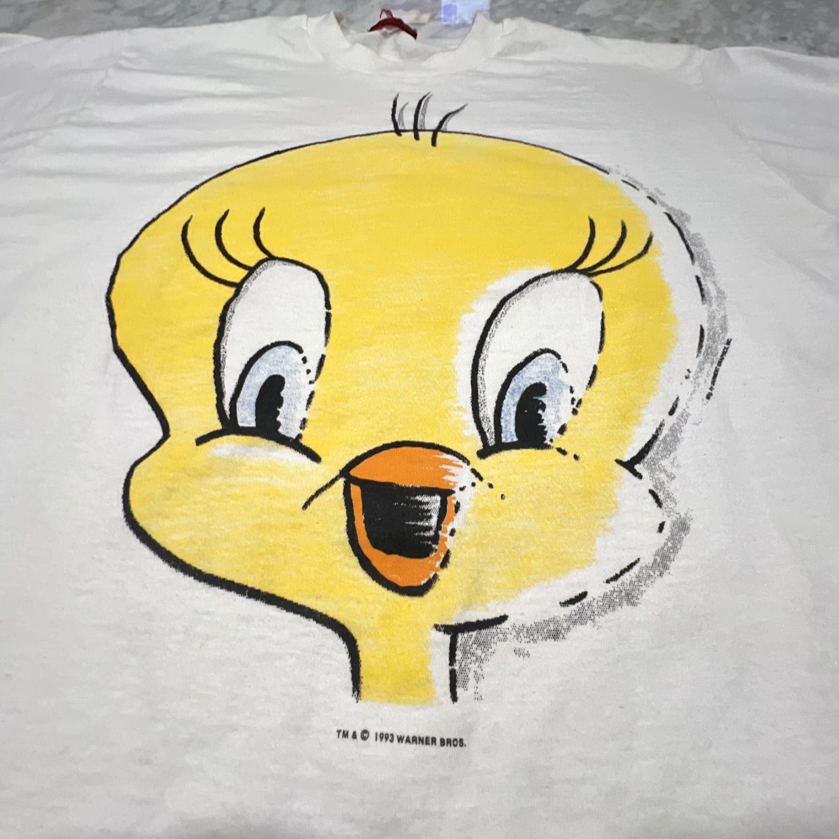 VINTAGE Warner Bros Tweety Bird Graphic T-Shirt Men Large 90s Cartoon White
