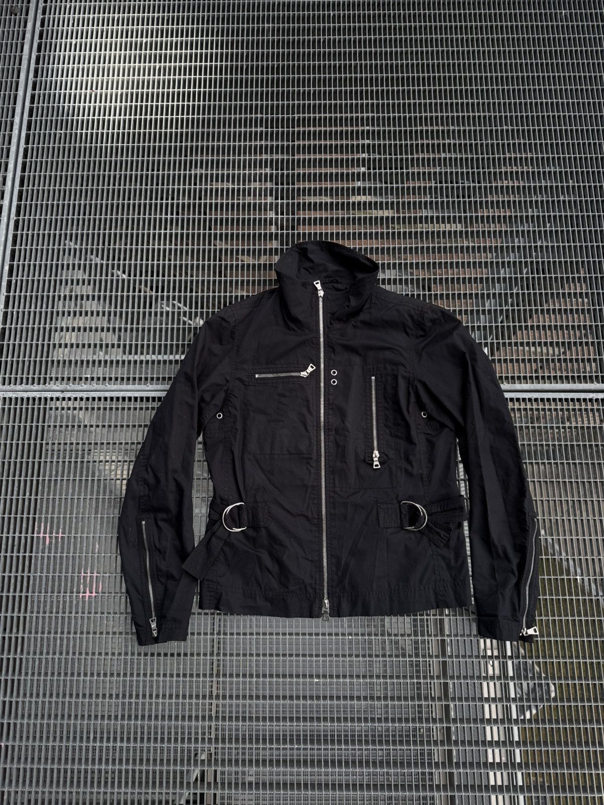Prada Vintage 00s Prada Nylon Biker Jacket Size US S / EU 44-46 / 1 - 1 Thumbnail
