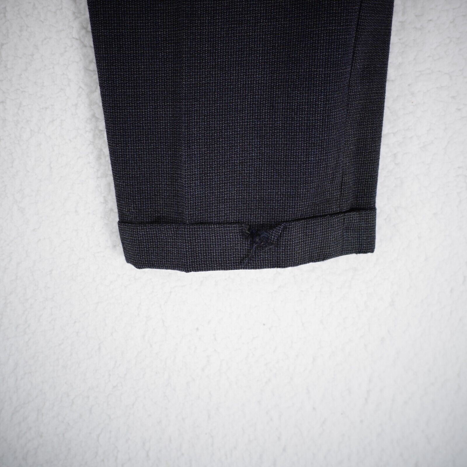 Jack Victor DAMAGED Jack Victor Thick Wool Blue Tan Check Pleated Cuffed Size 34R - 4 Thumbnail